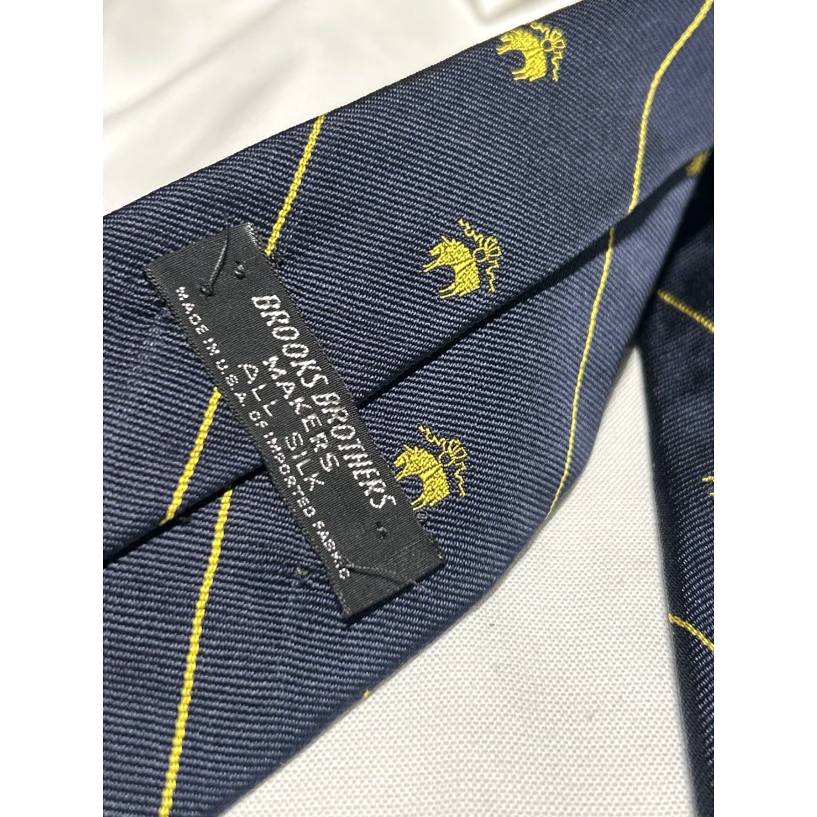 Brooks Brothers VINTAGE Brooks Brothers Tie Silk Blue Gold Sheep Made In US New W Tag Men Classic 57"-60" Silk Tie Brooks Brothers Mens Size ONE SIZE - 4 Thumbnail