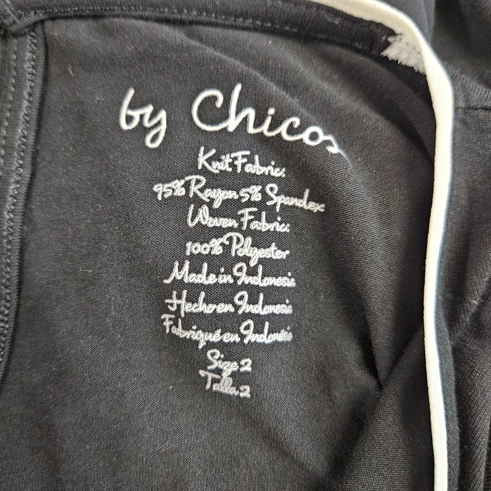 Vintage Chico's Womens Blouse Sz L Black White Trim 3/4 Sleeve Rayon Blend Keyhole Shirt Womens Size L / US 10 / IT 46 - 5 Thumbnail