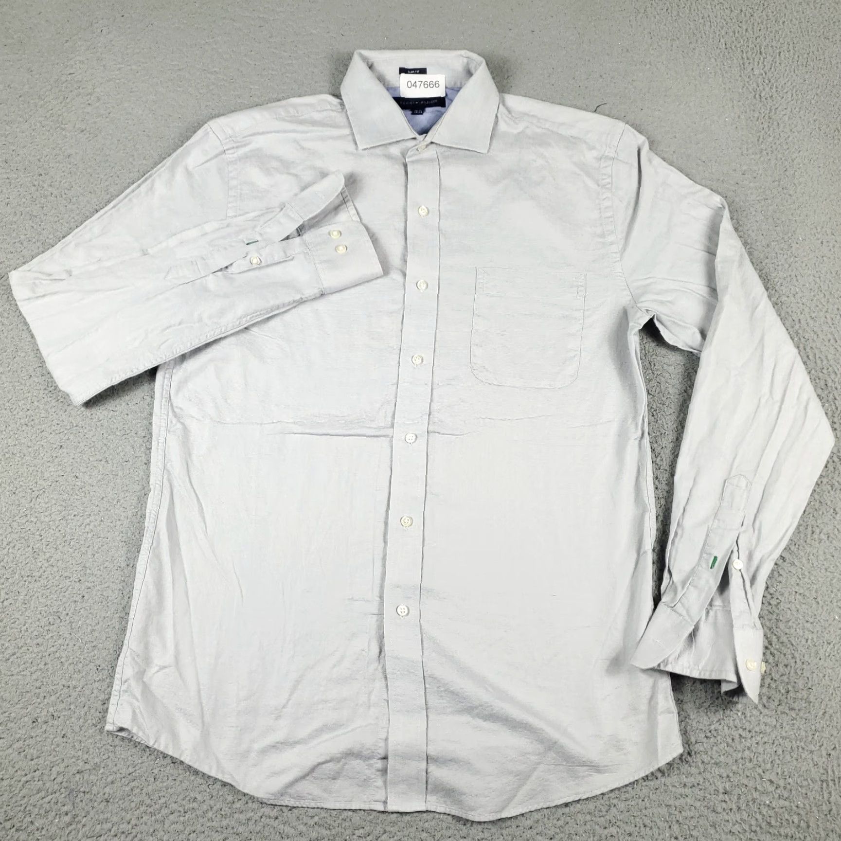 Tommy Hilfiger Tommy Hilfiger Shirt Mens 15.5 Gray Dress Button Up Long Sleeve Size 40R - 2 Thumbnail