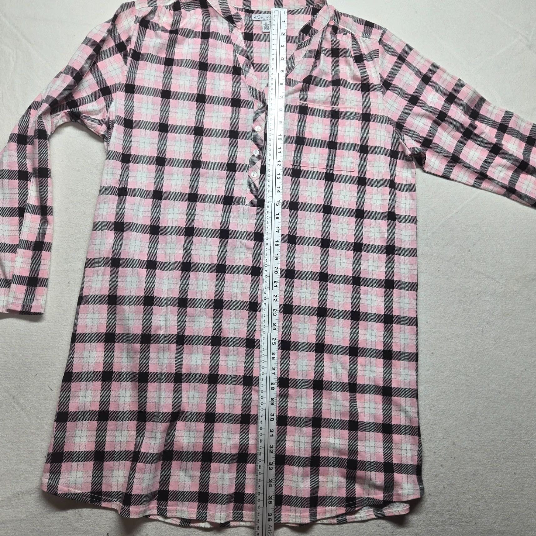 Pinko Kim Rogers Nightgown Pink Plaid Oversized Button Shirt Intimates Sleepwear 1X Shirt Womens Nightgown Pink 1X Size XL / US 12-14 / IT 48-50 - 6 Thumbnail