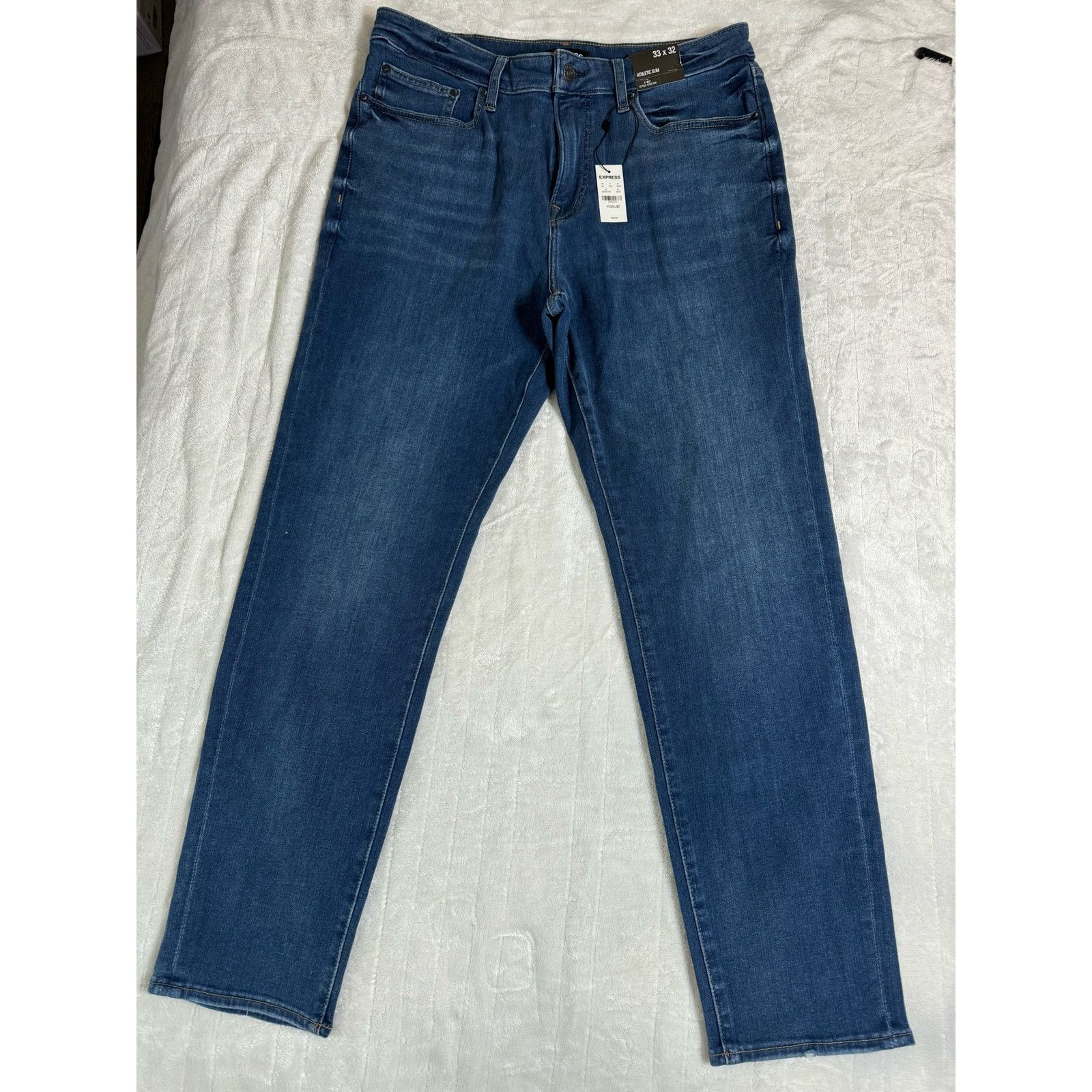 Express Express Athletic Slim Dark Wash Stretch Jeans Men’s 33 x 32 Size US 33 - 1 Thumbnail