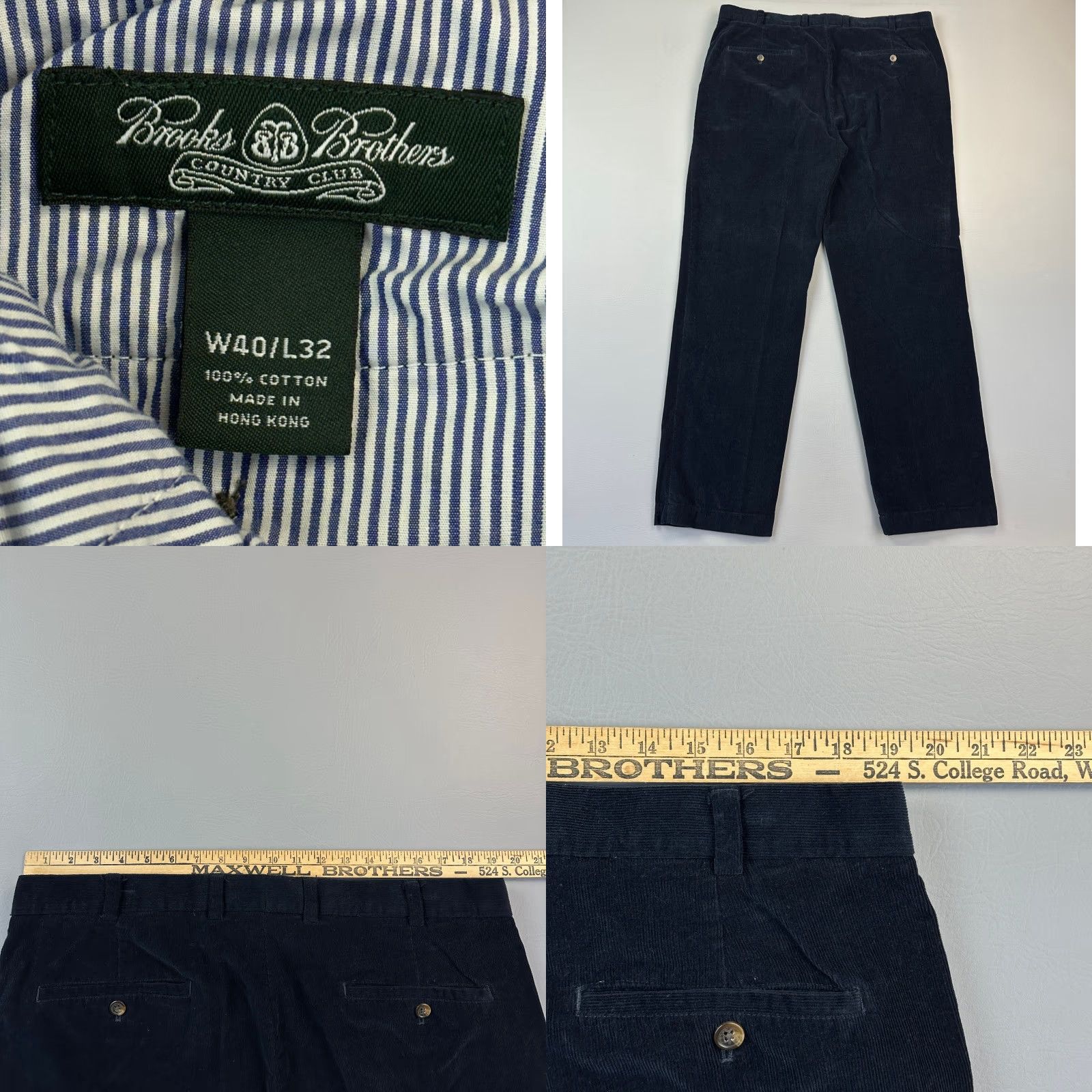 Brooks Brothers VINTAGE Brooks Brothers Country Club Pants Mens 38x32 Navy Corduroy Flat Front Blue Cotton Chino Logo Preppy Retro 90s Mens Size US 38 / EU 54 - 8 Thumbnail