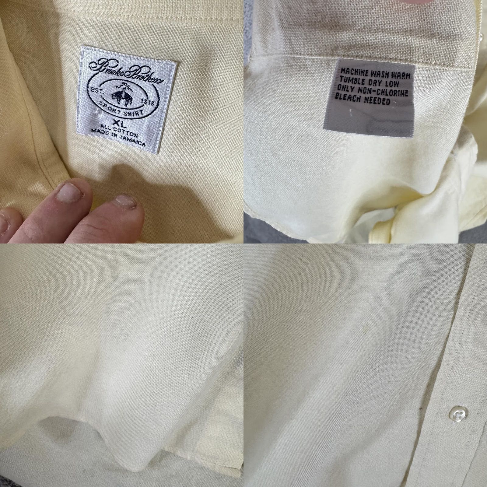 Brooks Brothers Brooks Brothers Shirt Mens XL Yellow Solid Cotton Button Down Sport Casual Size US XL / EU 56 / 4 - 8 Thumbnail