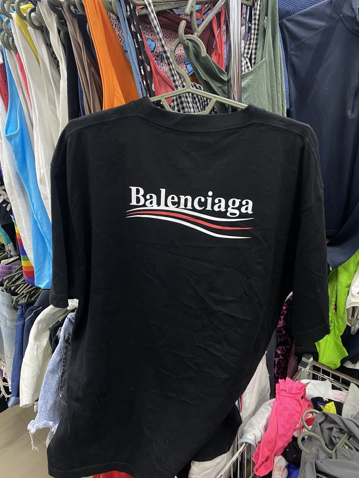 image of Balenciaga Shirt Big Logo in Black, Men's (Size Medium)