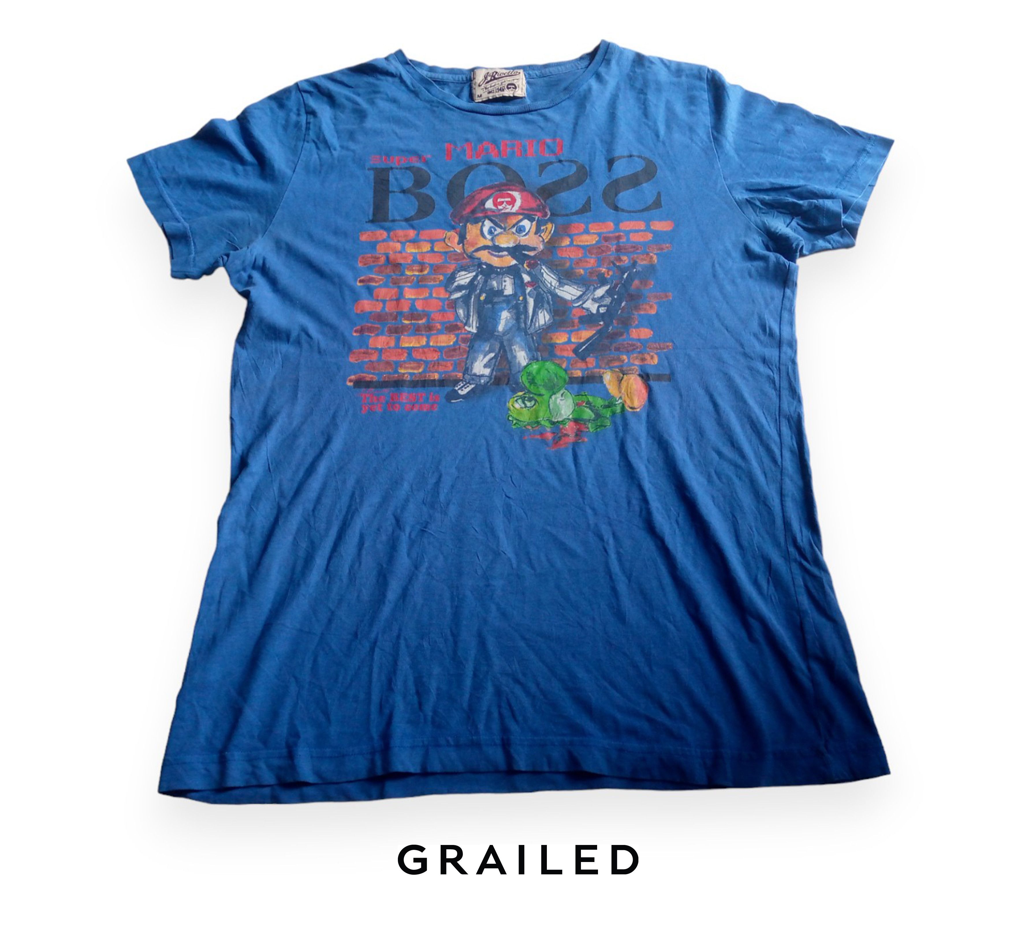 image of Movie x Vintage Parody T Shirt Super Mario Bross in Blue, Men's (Size Medium)