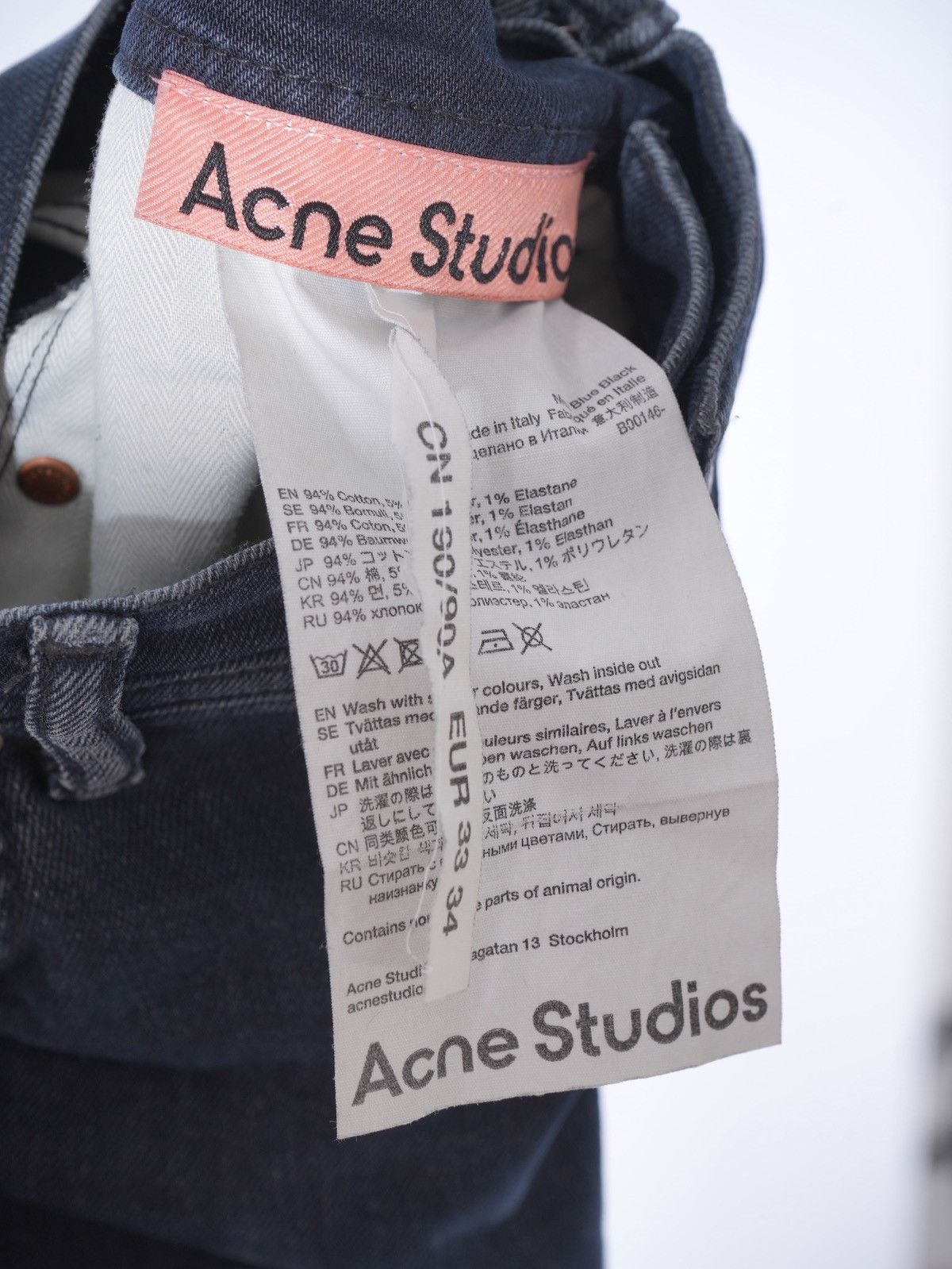 Acne Studios Acne Studios Max Blue Black Slim Fit Denim Jeans 33 Size US 33 - 6 Thumbnail