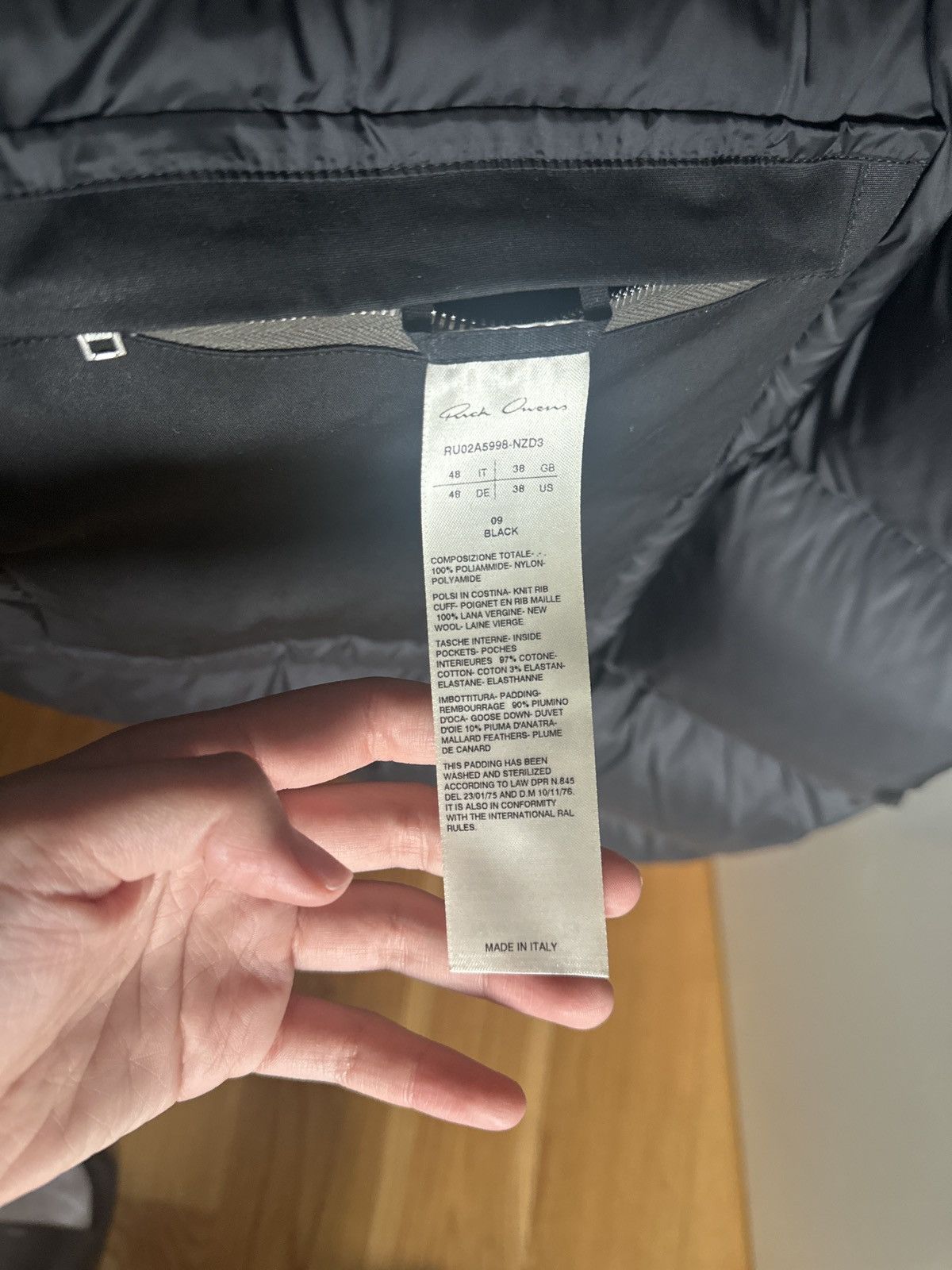 Rick Owens rick owens ‘black LS liner down coat' Size US M / EU 48-50 / 2 - 6 Thumbnail