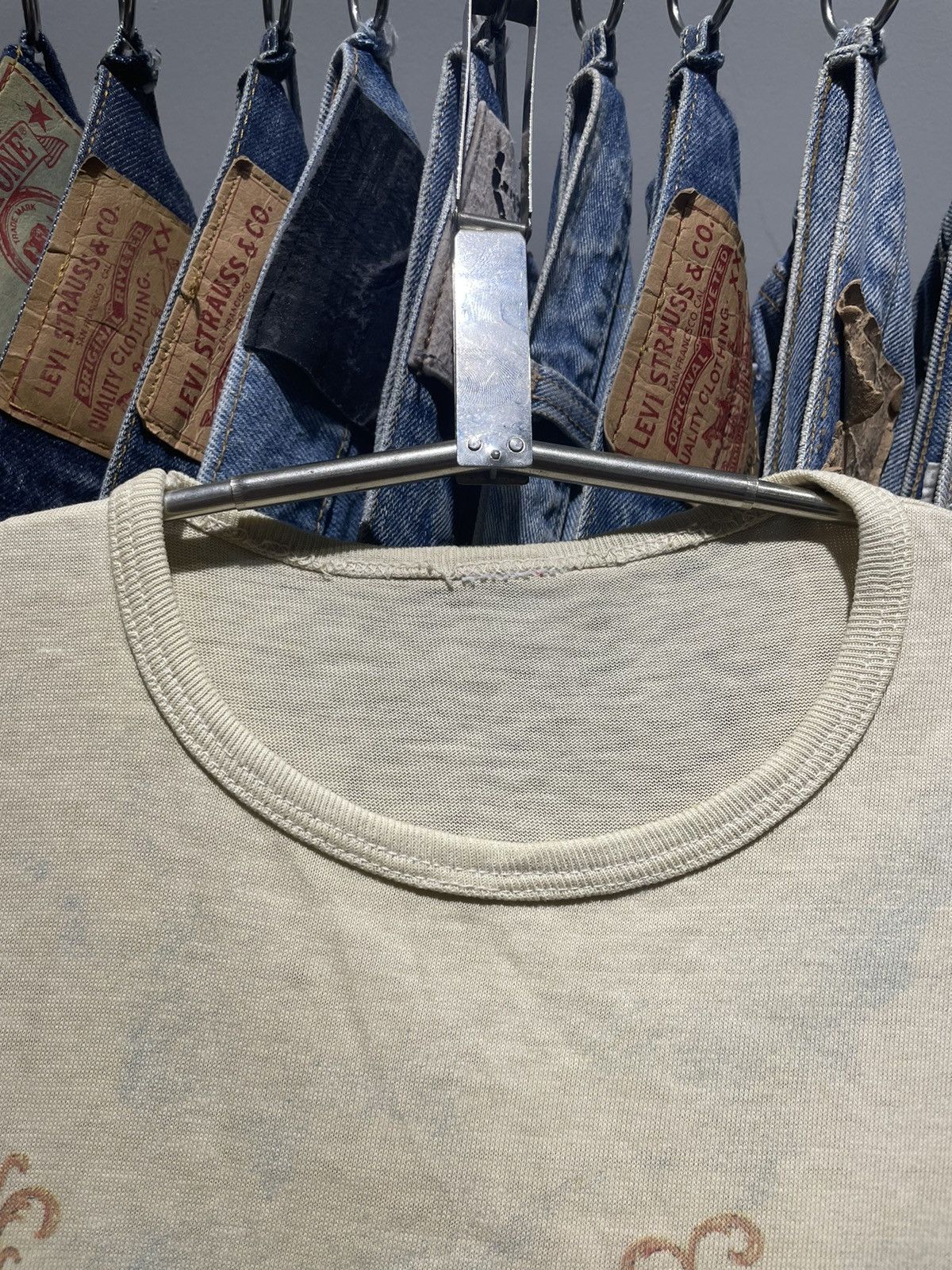 Levi's × Levi's Vintage Clothing × Vintage Vintage 70s Levis’s “Saddleman Boot Jeans” Commercial Tee Size US L / EU 52-54 / 3 - 2 Thumbnail