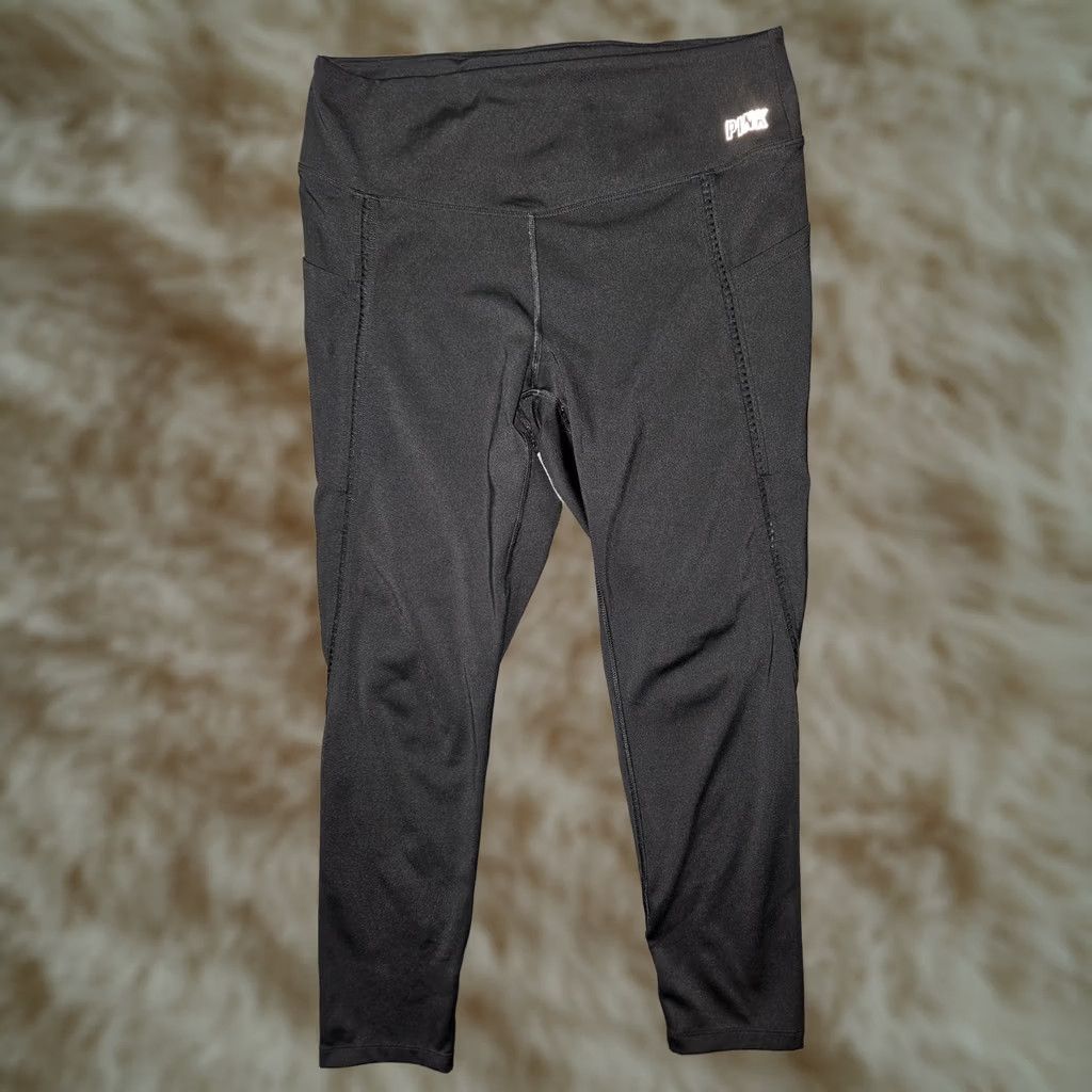 Pinko PINK Leggings Womens L High Rise Pocket Ankle Stretch Athletic Yoga Pants Black Size 36" / US 14 / IT 50 - 1 Thumbnail
