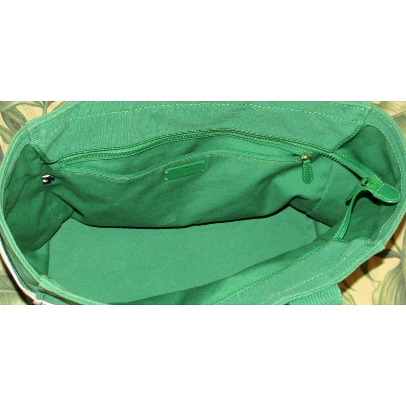Vintage KATE SPADE Green Striped Canvas Tote Bag Size ONE SIZE - 5 Thumbnail