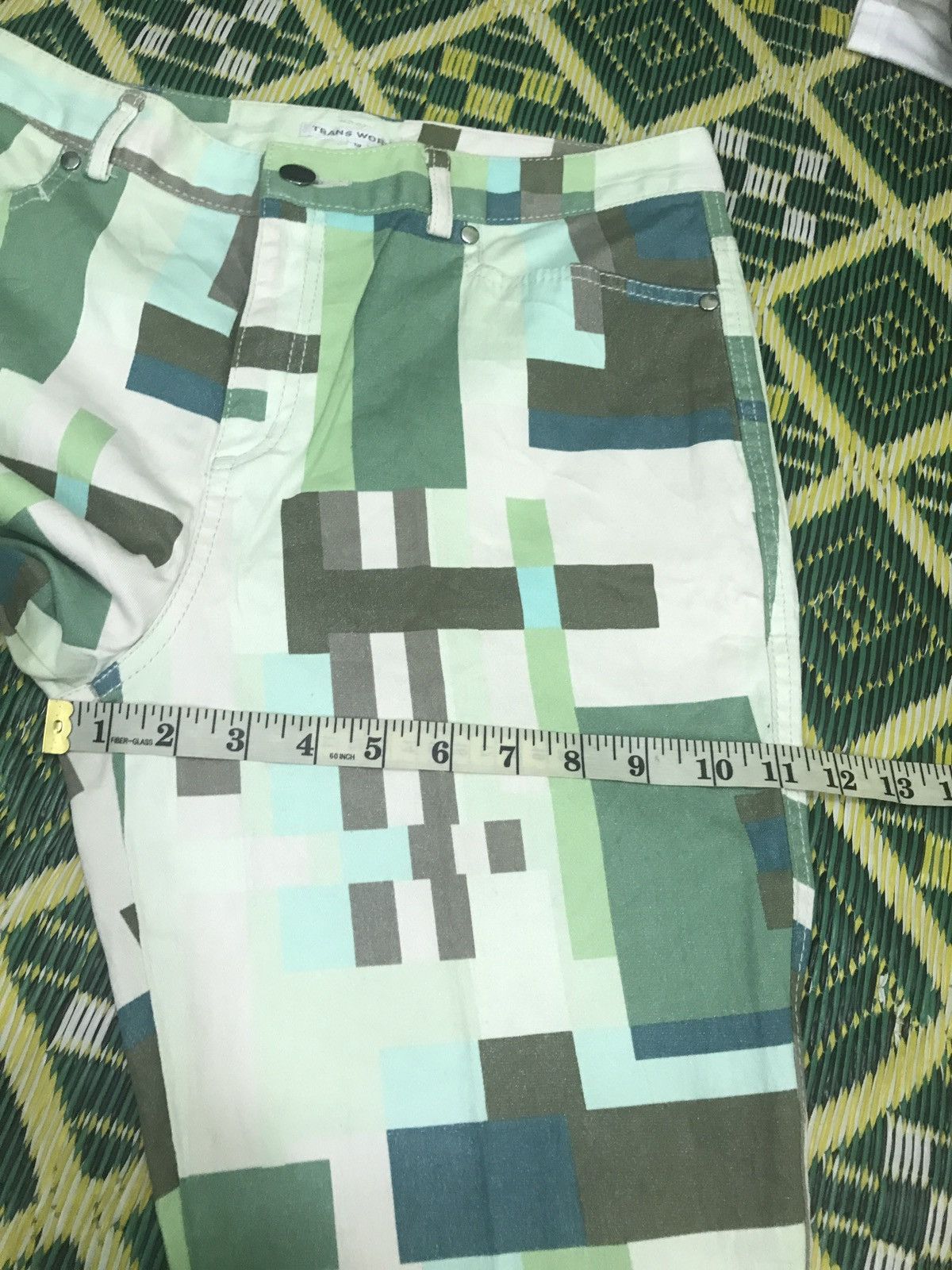 Designer × Japanese Brand × Vintage FAMOUS GREEN ABSTRACT FLARED BY TRANS WORK Size 30" / US 8 / IT 44 - 14 Thumbnail