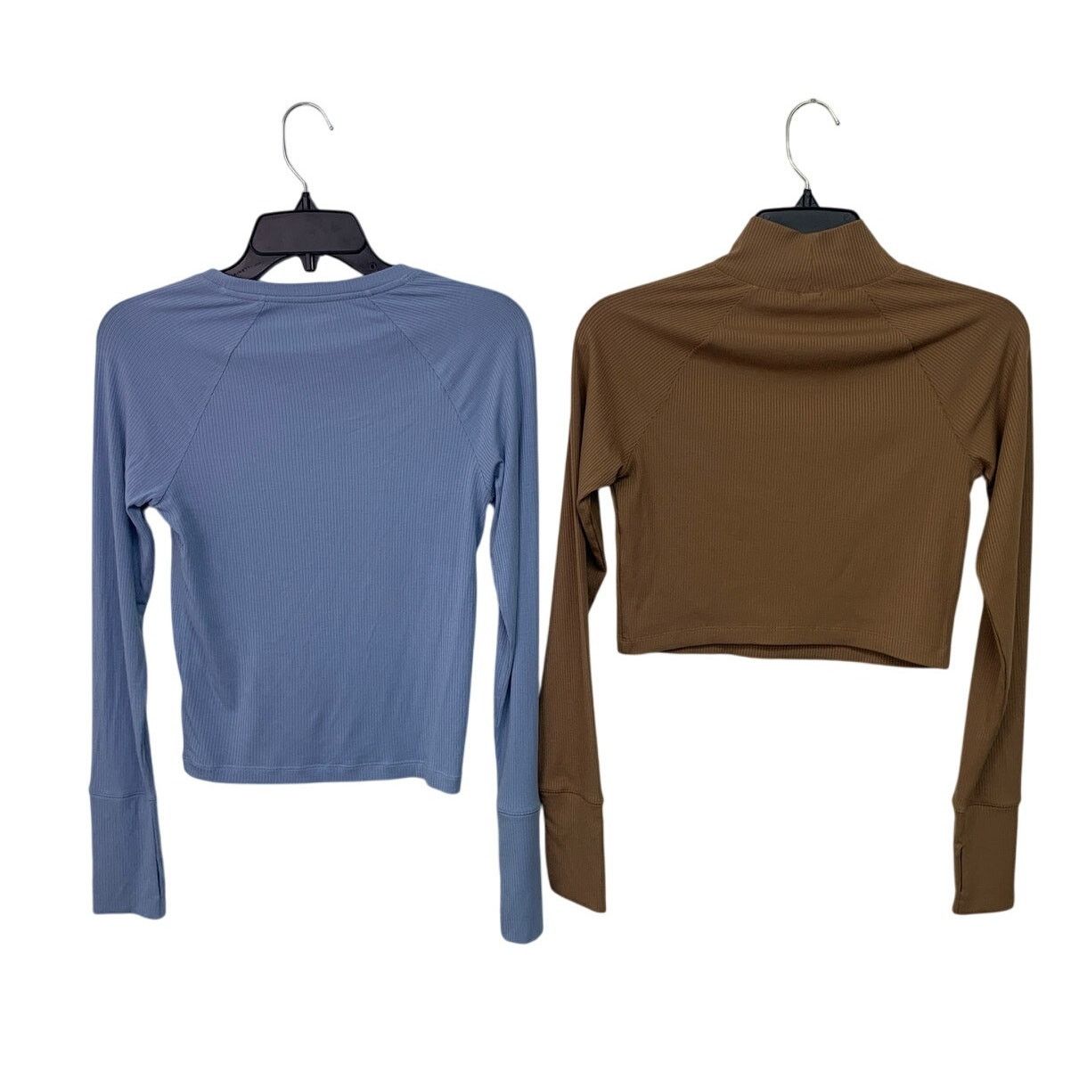 American Eagle Outfitters 2 New Offline By Aerie Long Sleeve Cropped Ribbed Knit Tops Size S / US 4 / IT 40 - 2 Thumbnail