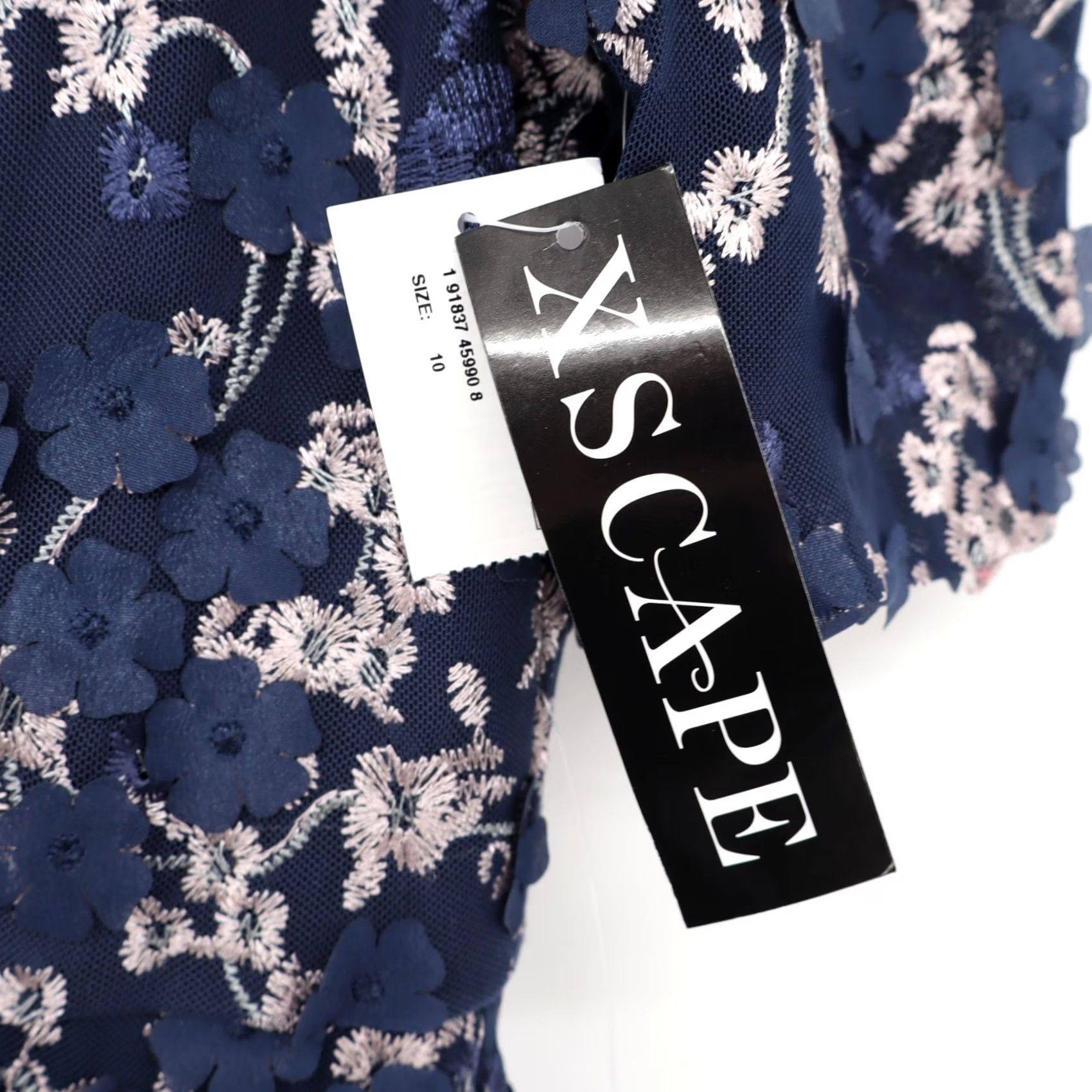 Vintage Xscape Dress Women's Midi Sheath Embroidered Floral V-Neck Blue 10 NEW Party Cocktail Size L / US 10 / IT 46 - 4 Thumbnail