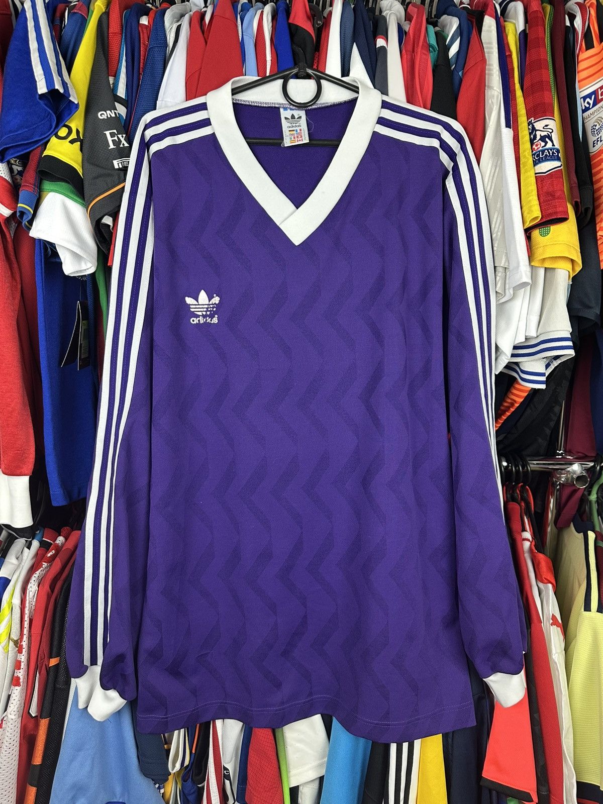 Adidas × Vintage Vintage 80s Adidas #7 Football Shirt Jersey Longs levee XL Size US XL / EU 56 / 4 - 1 Thumbnail