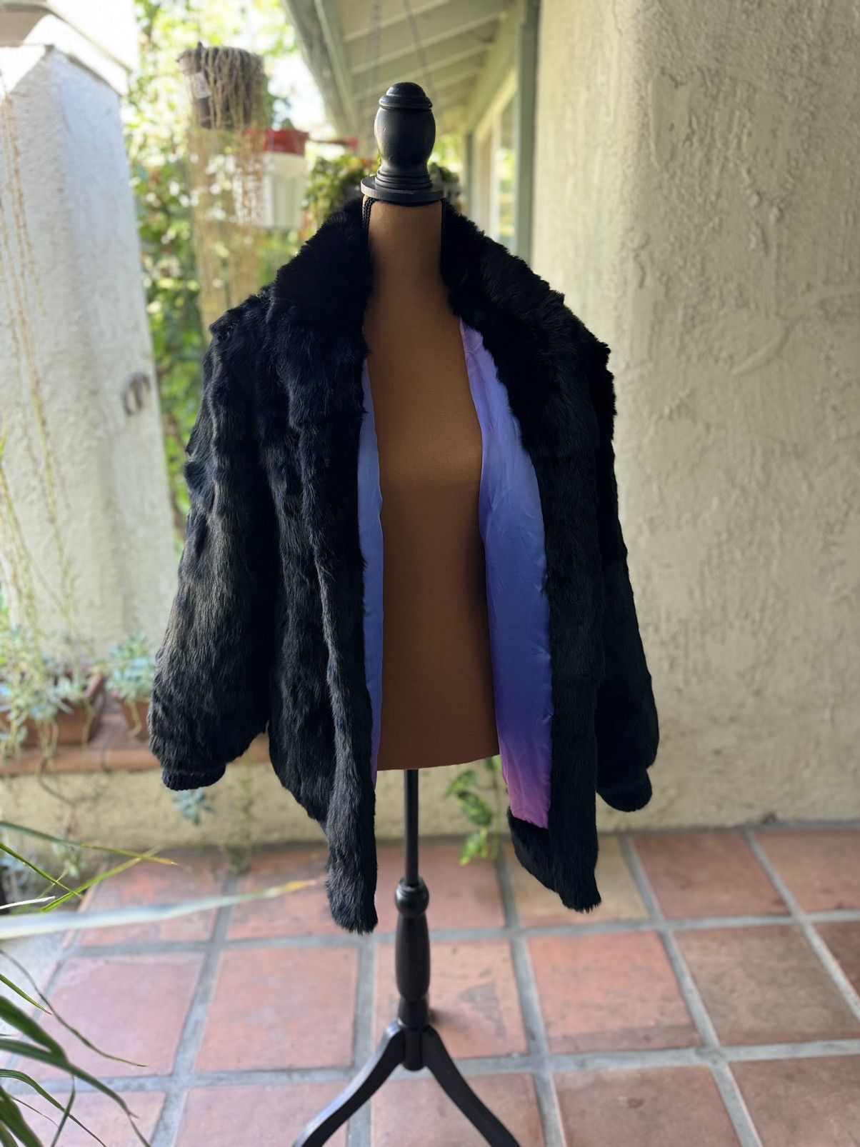 Niki 1990s Vintage Niki Black Dyed Rabbit Fur Jacket Size L / US 10 / IT 46 - 2 Thumbnail