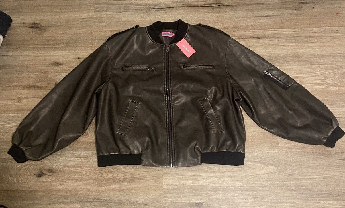 Other Edikted Grey Washed Leather Jacket Size XL / US 12-14 / IT 48-50 - 1 Thumbnail