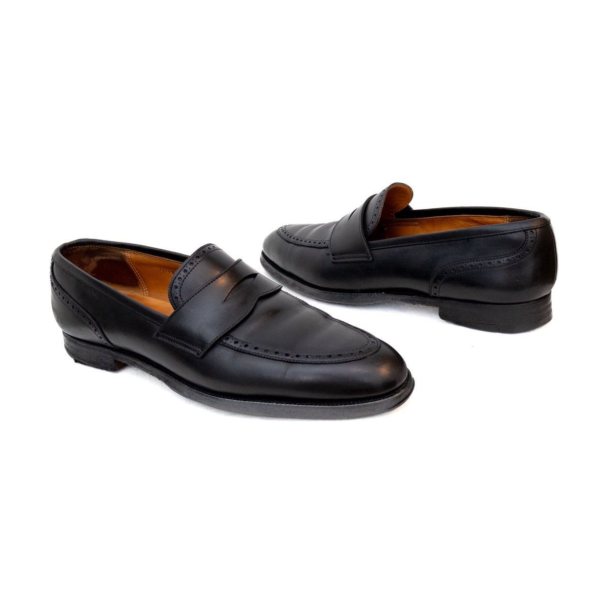 Brooks Brothers × Peal And Co Peal & Co. for Brooks Brothers Black Leather Penny Loafers Size US 9.5 / EU 42-43 - 3 Thumbnail