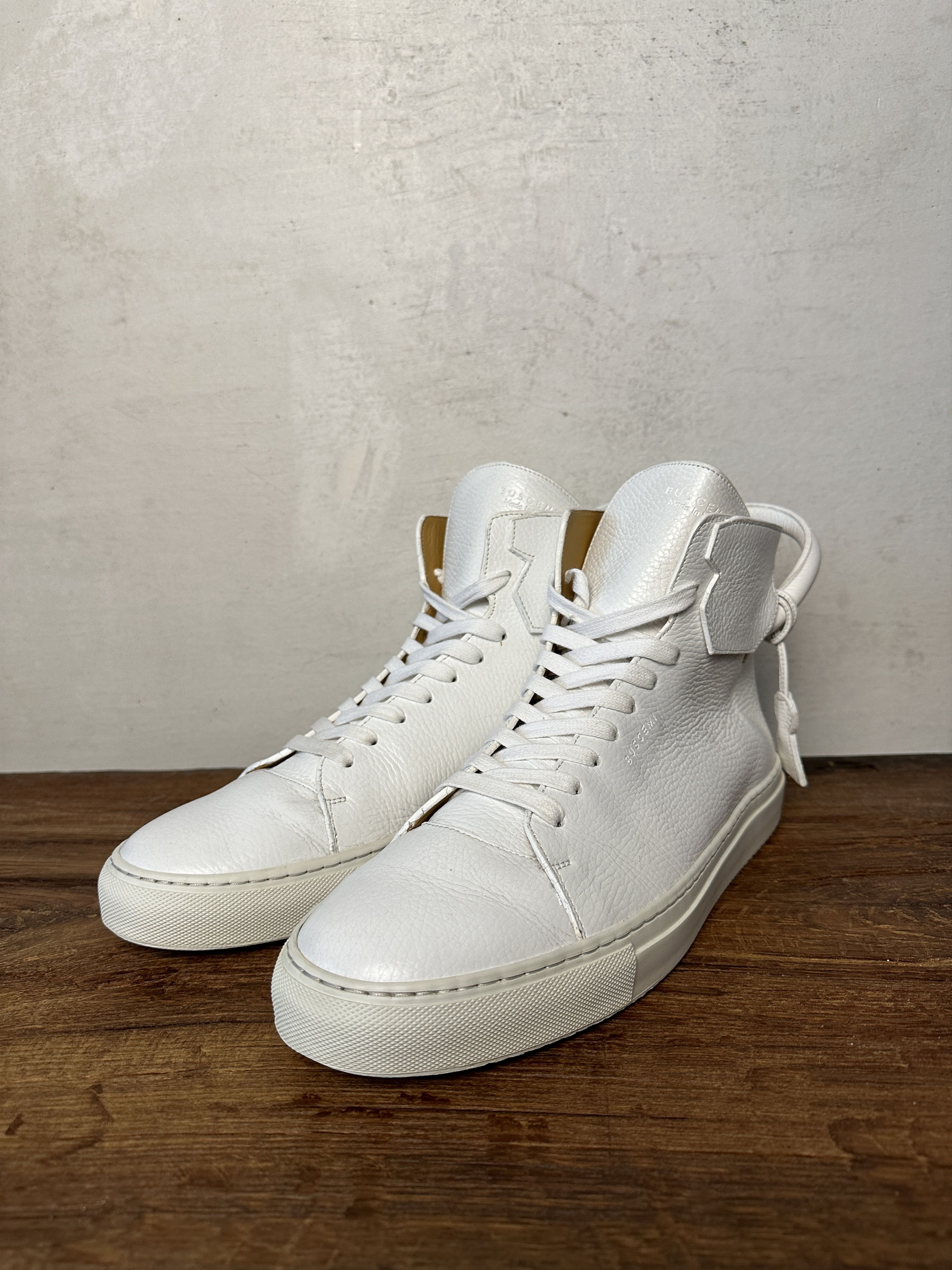 Buscemi BUSCEMI White Pelle Calf Leather Gold 125MM Sneakers Size US 13 / EU 46 - 2 Thumbnail