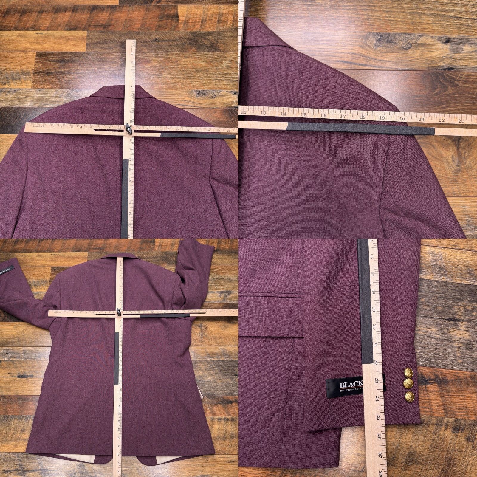 Stanley Blacker VINTAGE Stanley Blacker Sport Coat 40R Burgundy Wool Blazer - Two-Button, Single-Vented, Notch Lapel, Dry Clean Only, Regular Length, Solid, Men Size 40R - 9 Thumbnail