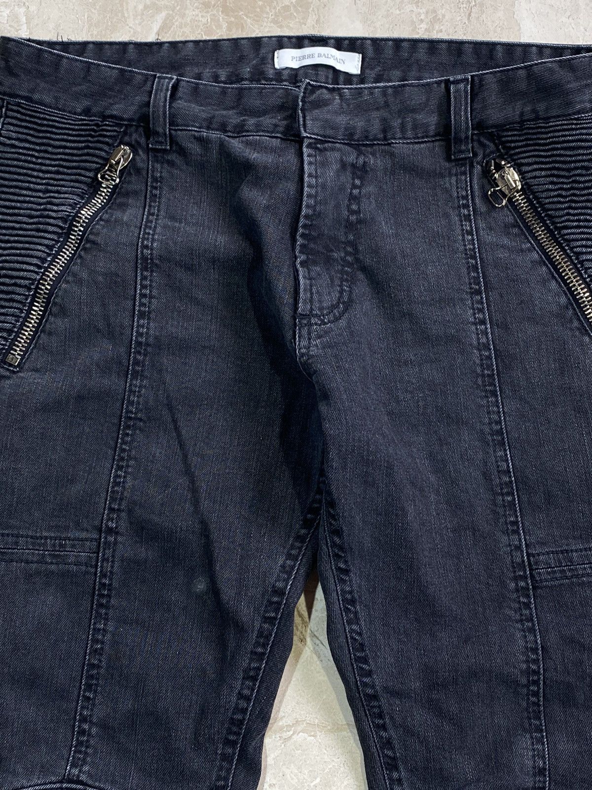 Balmain Balmain Washed Grey Denim Skinny Biker Jeans Size 36" / US 14 / IT 50 - 12 Thumbnail