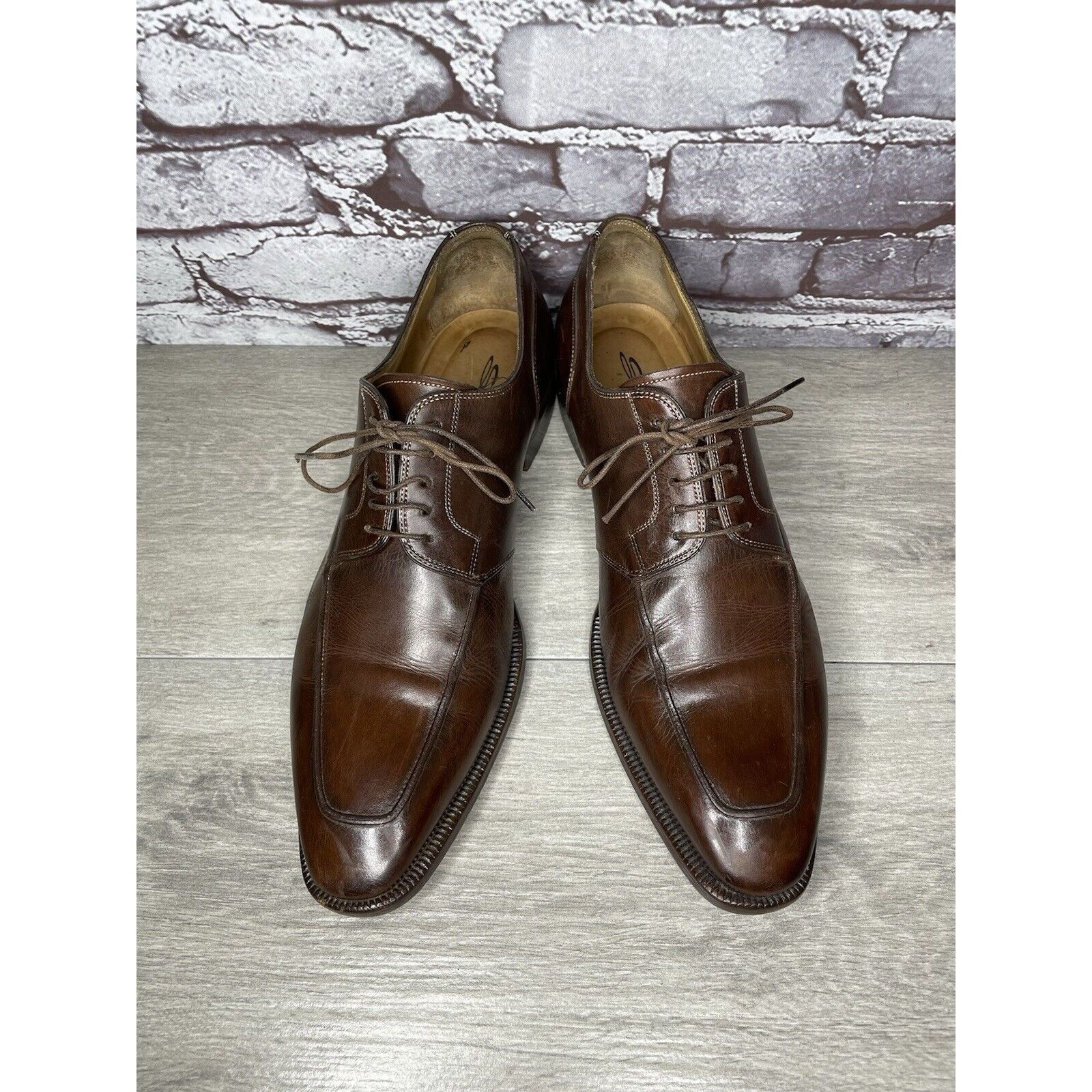 Santoni Santoni Brown Leather Apron Toe Loafers Oxfords Dress Shoes Size US 10 / EU 43 - 20 Thumbnail