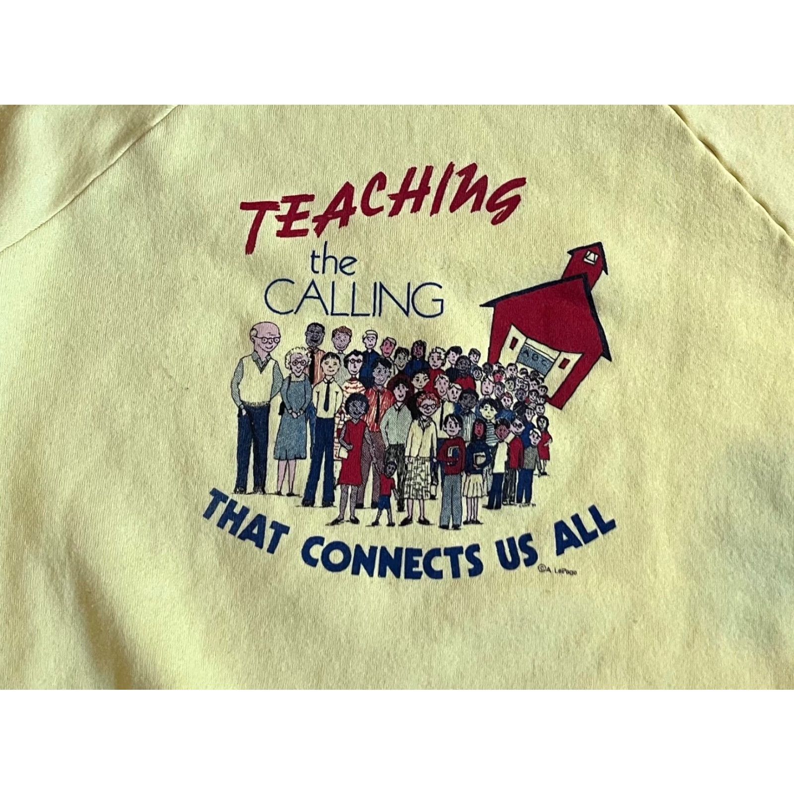 Fruit Of The Loom VINTAGE Fruit of the Loom Sweatshirt Men XL Yellow 90s Logo Graphic Print University Teacher Quote Size US XL / EU 56 / 4 - 2 Thumbnail
