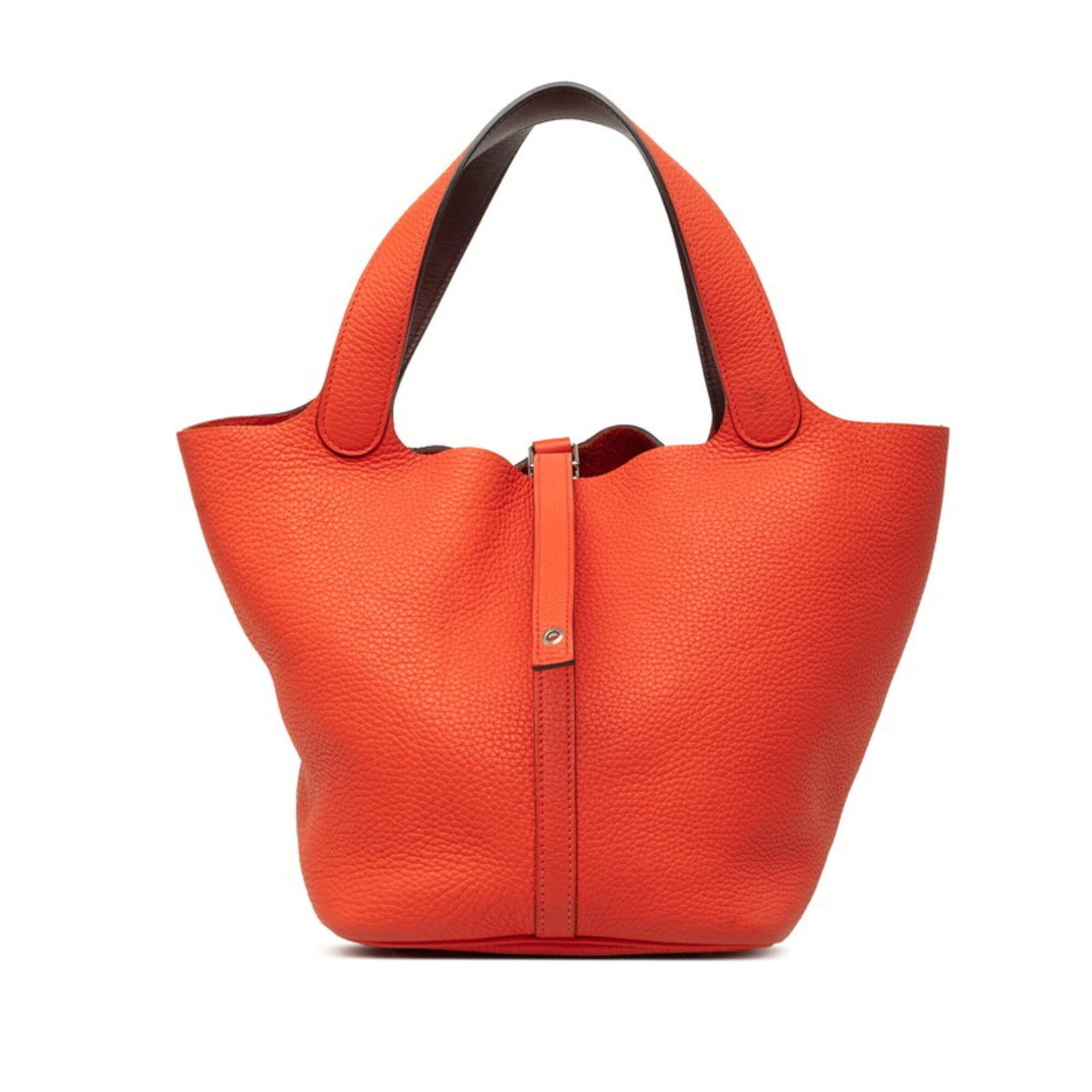 Hermes Hermes Picotin Lock Touch MM Handbag, Red/Orange, Silver Hardware, Taurillon Clemence Swift Leather, Women's. Size ONE SIZE - 1 Thumbnail