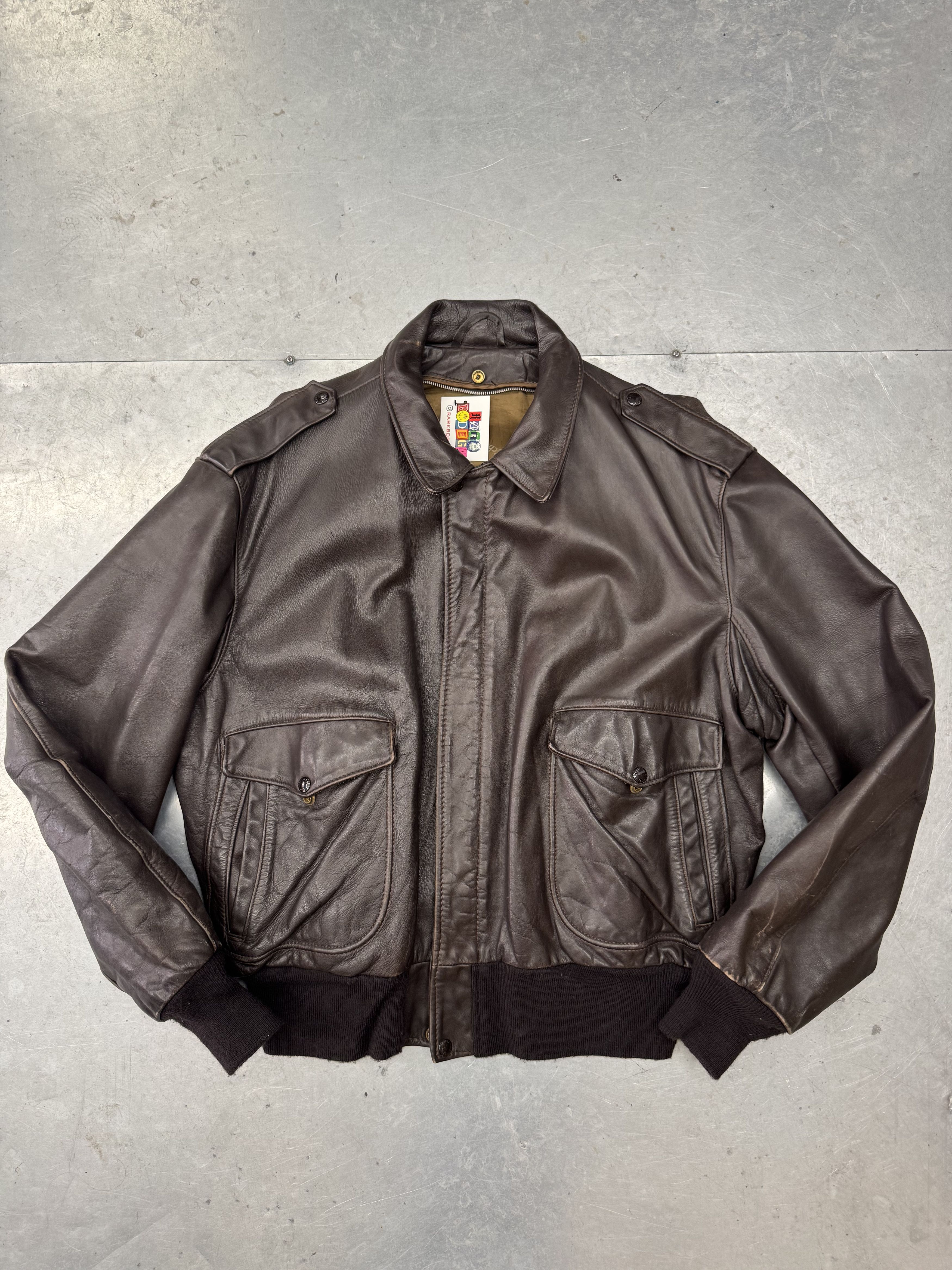 Schott Vintage Leather Bomber Jacket Size US M / EU 48-50 / 2 - 2 Thumbnail