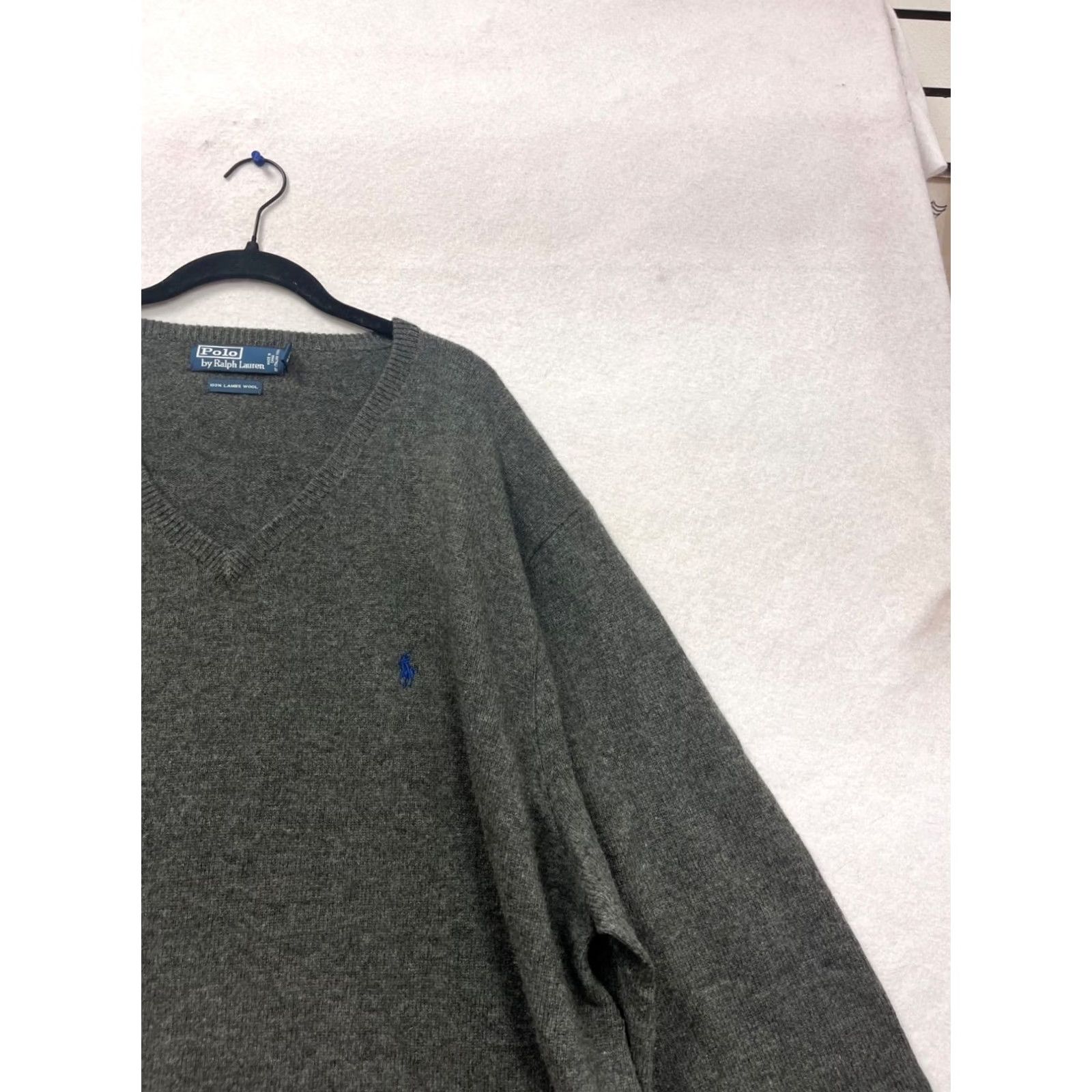 Polo Ralph Lauren Polo Ralph Lauren Sweater V-Neck 5X Lambswool Charcoal Grey Mens Pullover Knit Logo Long Sleeve Regular Vintage No Size US XXL / EU 58 / 5 - 5 Thumbnail