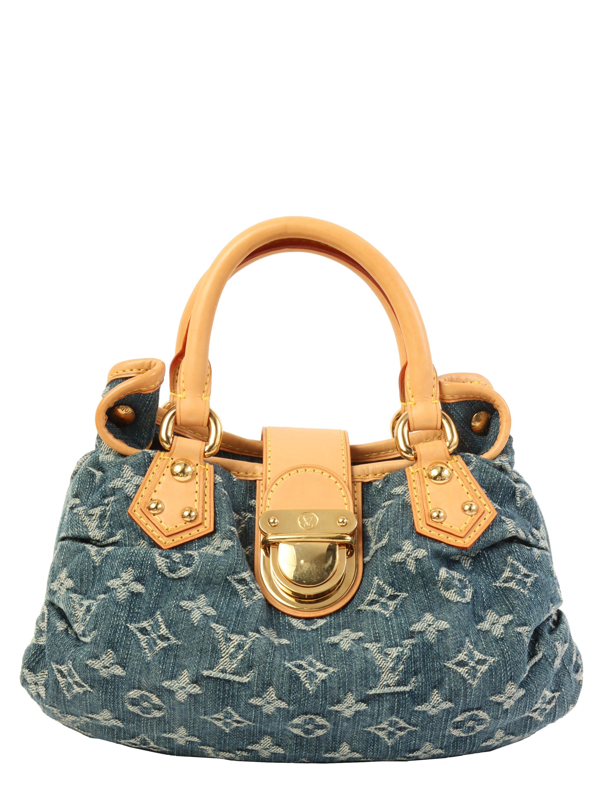image of Louis Vuitton 2006 Made Denim Monogram Mini Pleaty Shouder Bag Blue, Women's