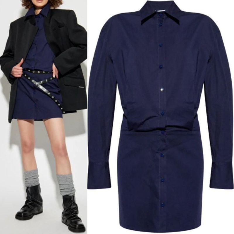 The Attico THE ATTICO | NWT Long Sleeve Shirt Dress in Navy Blue IT 38 Size XS / US 0-2 / IT 36-38 - 2 Thumbnail