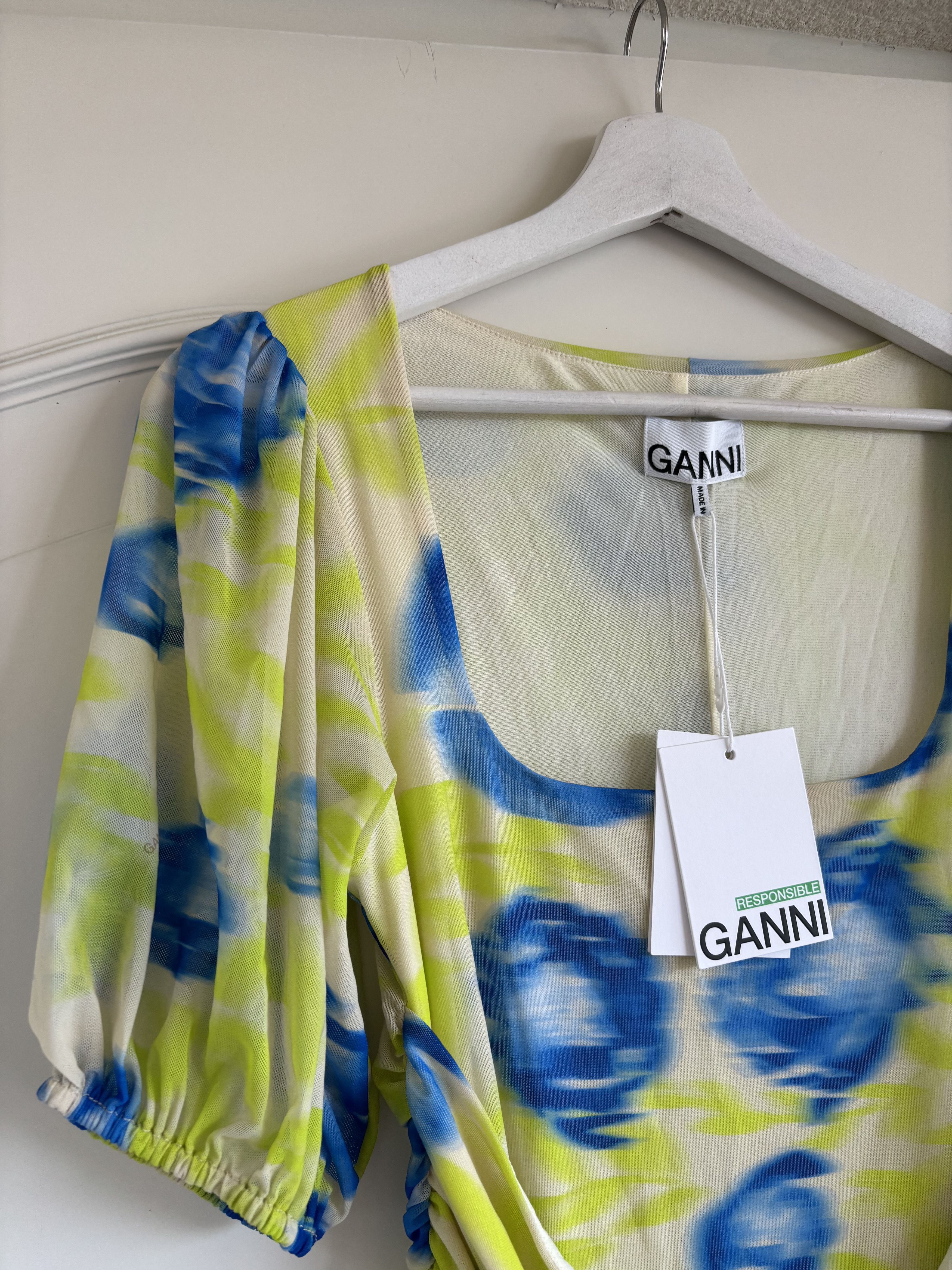 Ganni Ganni Yellow Blue printed dress pofmouw Size XS / US 0-2 / IT 36-38 - 5 Thumbnail