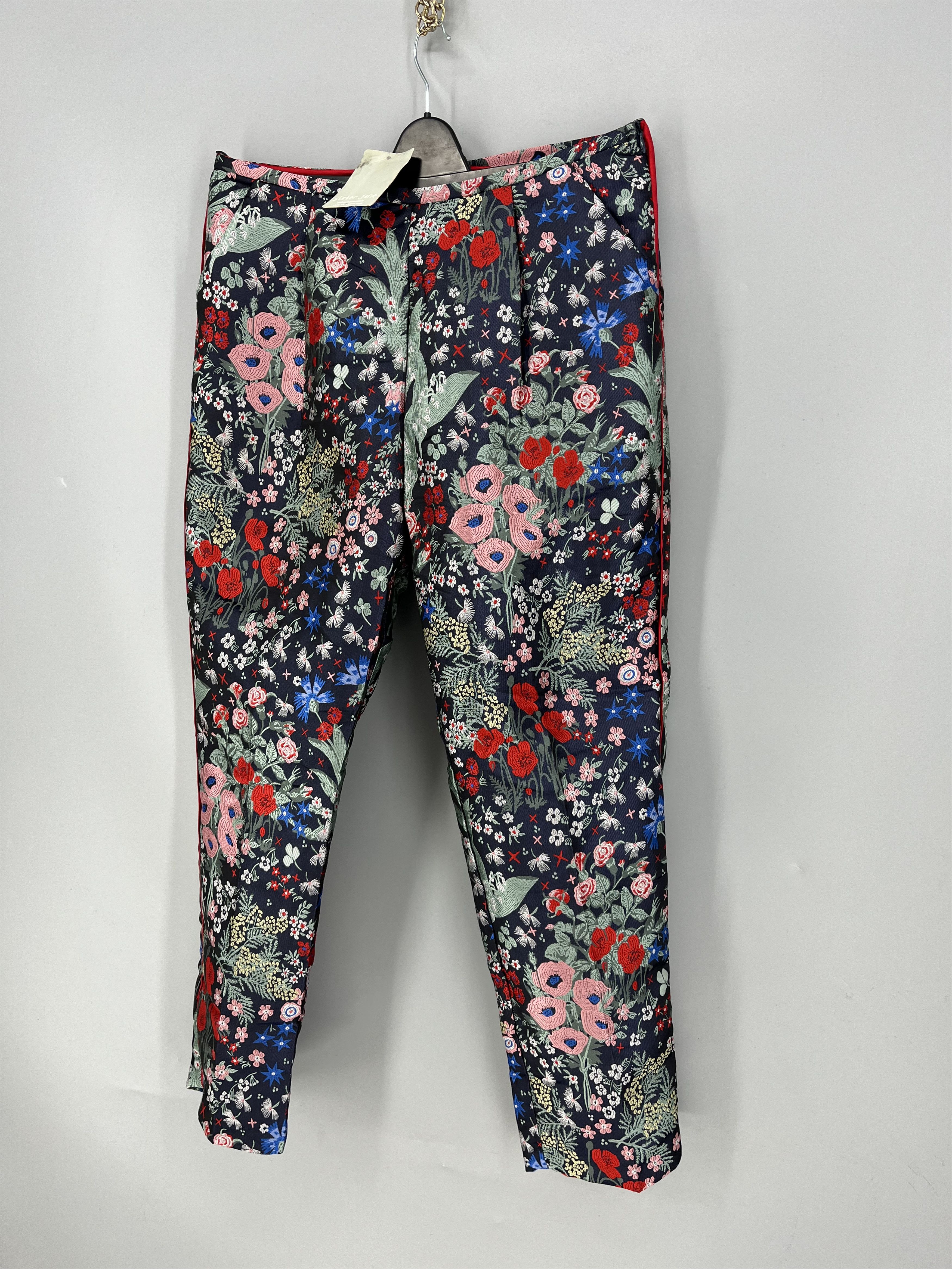 Vintage NEW SISTER JANE Floral Jacquard Trousers Size 32" / US 10 / IT 46 - 3 Thumbnail