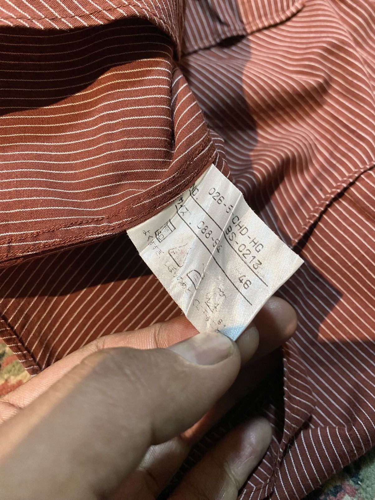 Jean Paul Gaultier JEAN PAUL GAULTIER HOME OBJECT, MAROON STRIPE SHIRT BUTTON Size US M / EU 48-50 / 2 - 7 Thumbnail