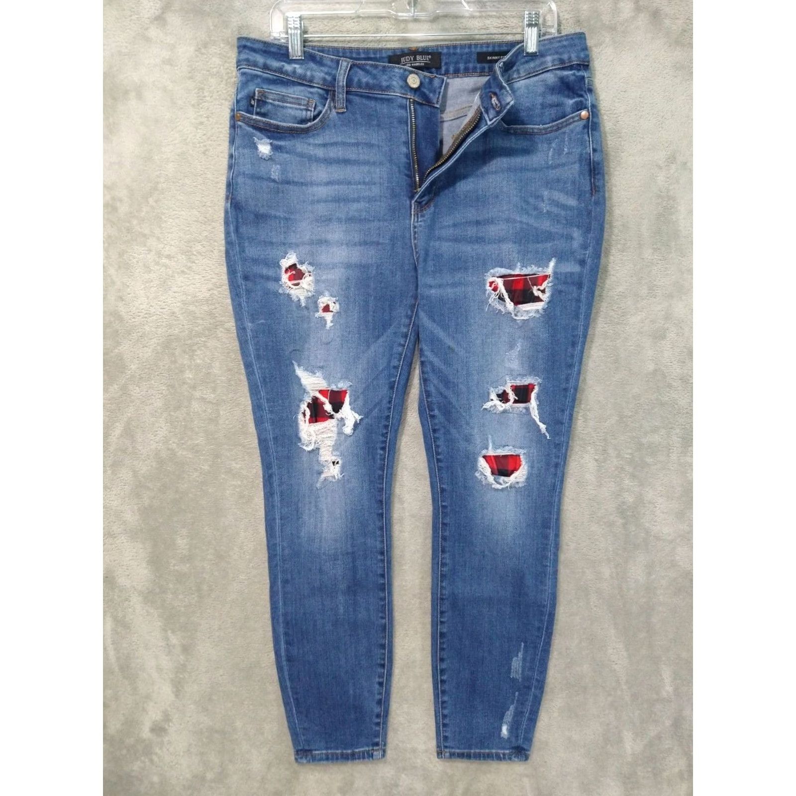 Denime Judy Blue Jeans Womens 13/31 Blue Denim Skinny Fit Mid Rise Distressed Stretch Size 34" / US 12 / IT 48 - 2 Thumbnail