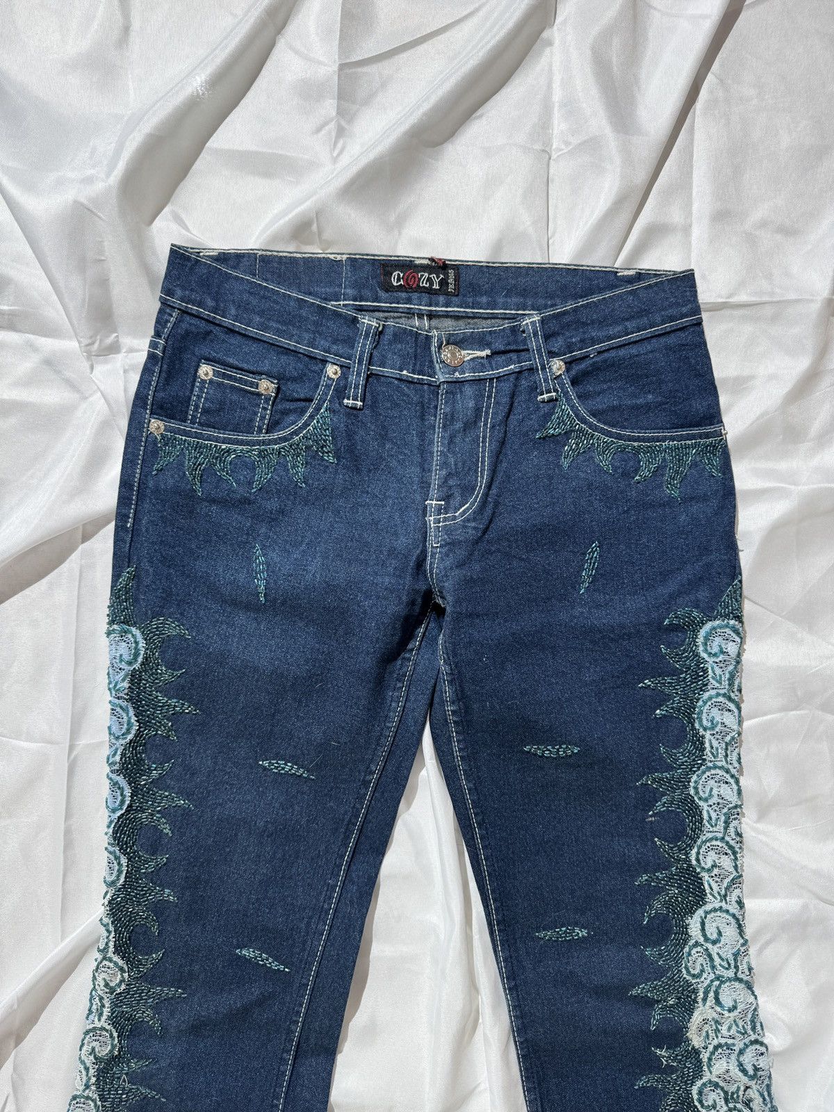 Hysteric Glamour Vintage Pearl Details Super Flared Jeans Size 28" / US 6 / IT 42 - 4 Thumbnail