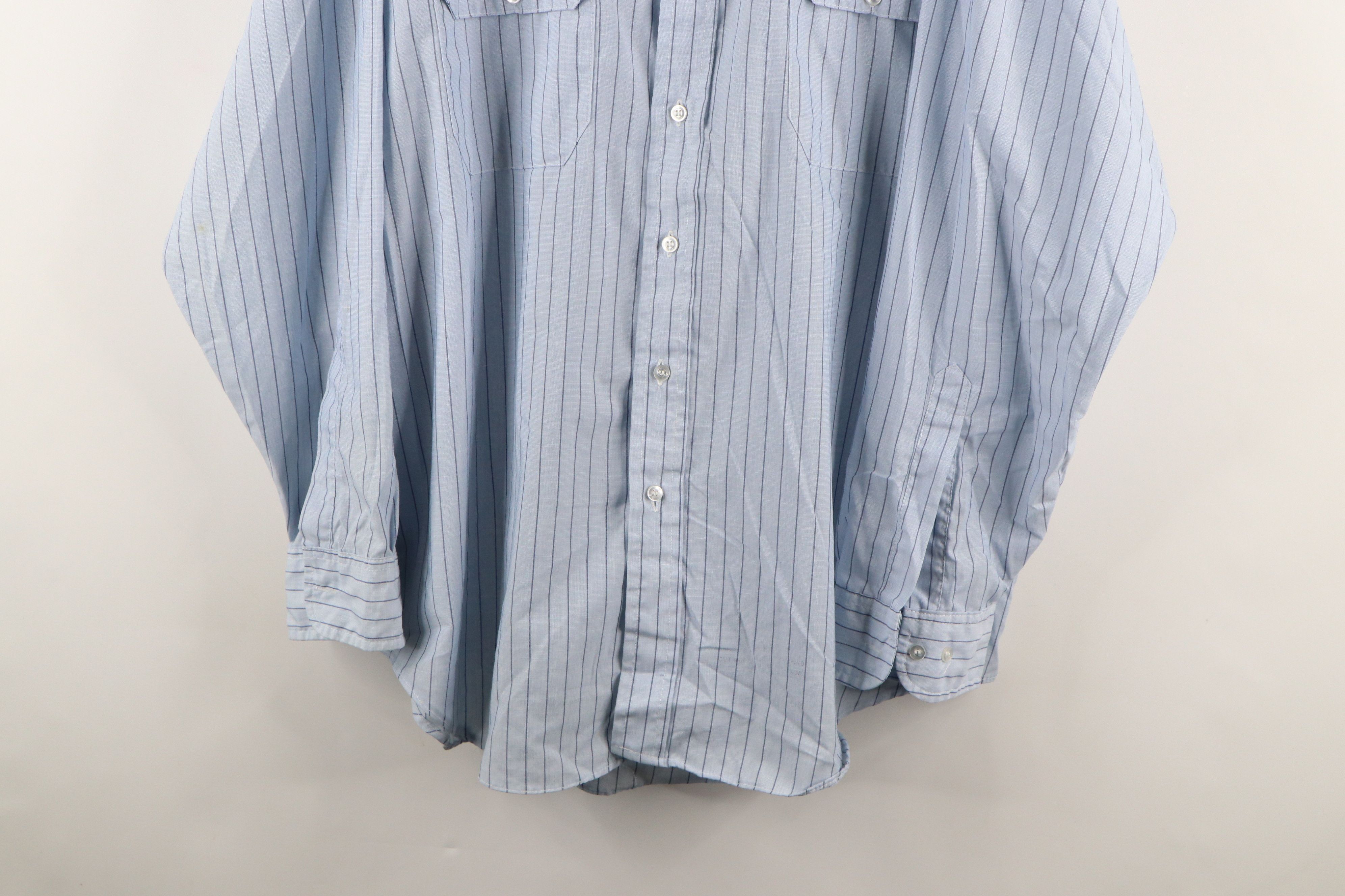 Vintage Vintage 70s Streetwear Work Mechanic Button Shirt Blue USA Size US XL / EU 56 / 4 - 3 Thumbnail