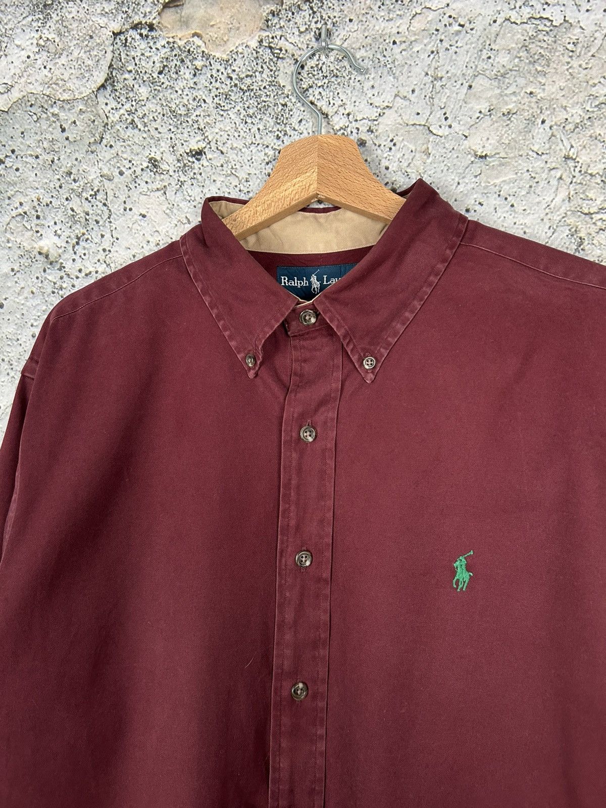 Polo Ralph Lauren Vintage Polo Ralph Lauren Burgundy Shirt Elegant 90s Size US XL / EU 56 / 4 - 3 Thumbnail