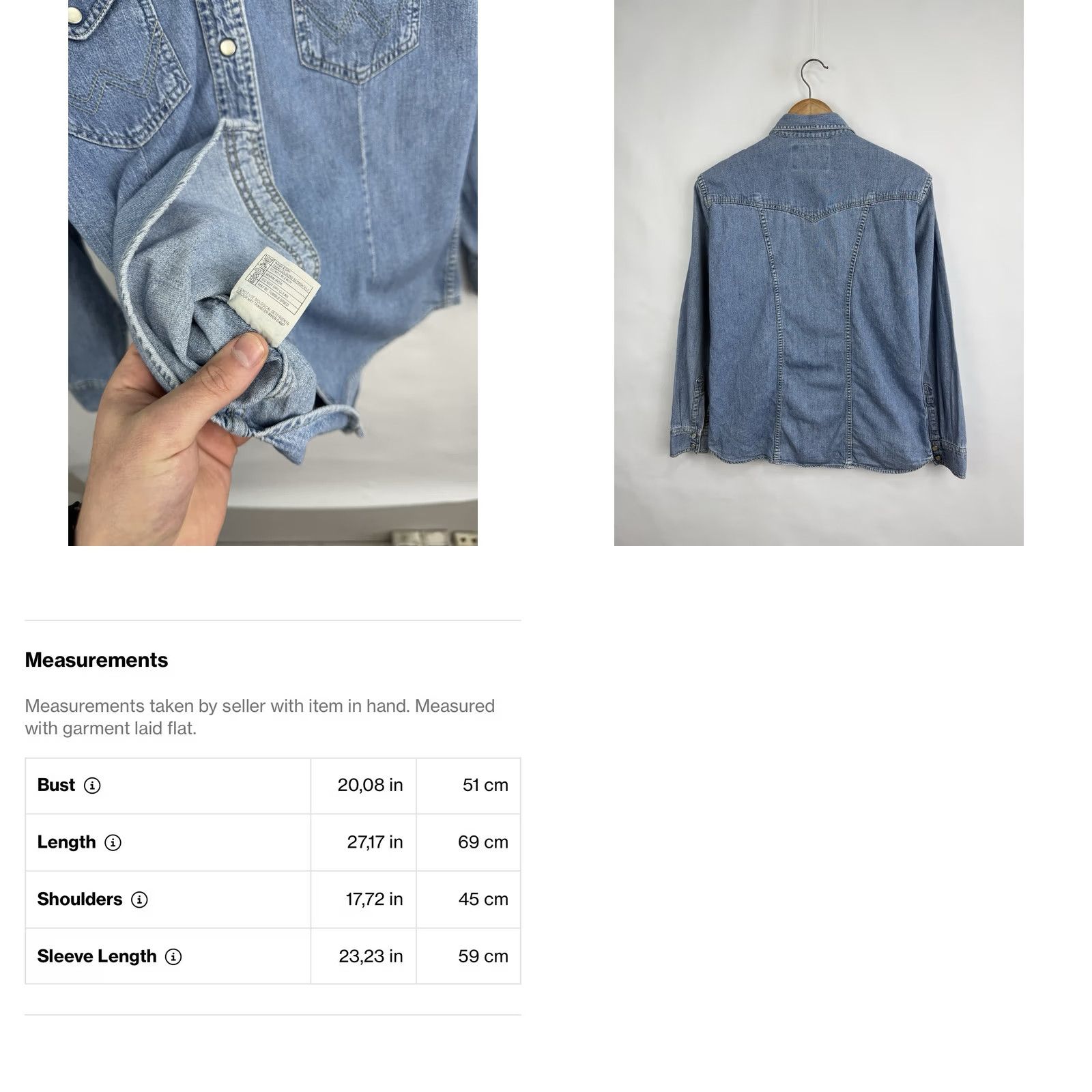 Wrangler VINTAGE Wrangler Denim Shirt Western USA M Blue Women Button-Up Size M / US 6-8 / IT 42-44 - 8 Thumbnail