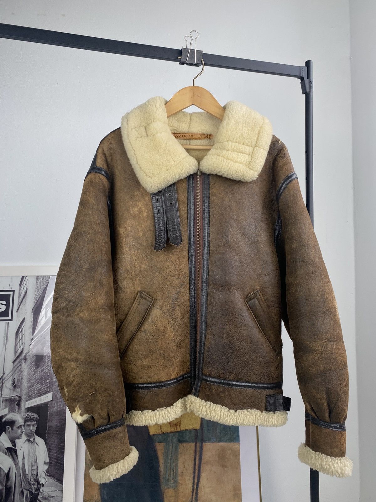 Vintage 80s Avirex B3 Scovill Sunfaded Black Leather Jacket AVIREX B3