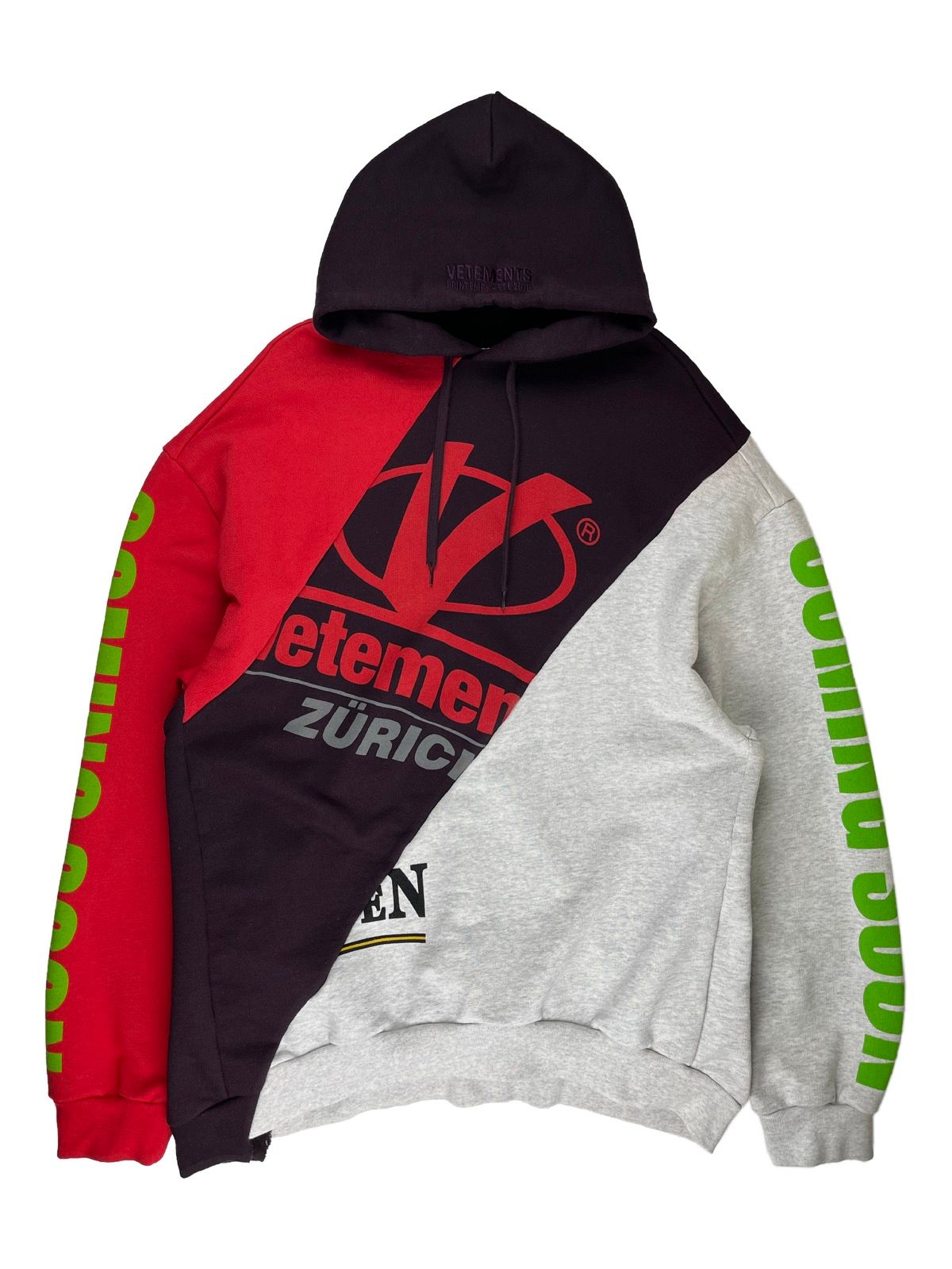 Pre-owned Vetements Ss18  Zurich Antwerpen Cutup Reconstructed Hoodie In Multicolor