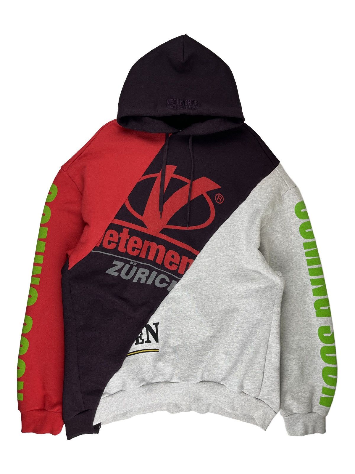 Pre-owned Vetements Ss18  Zurich Antwerpen Cutup Reconstructed Hoodie In Multicolor