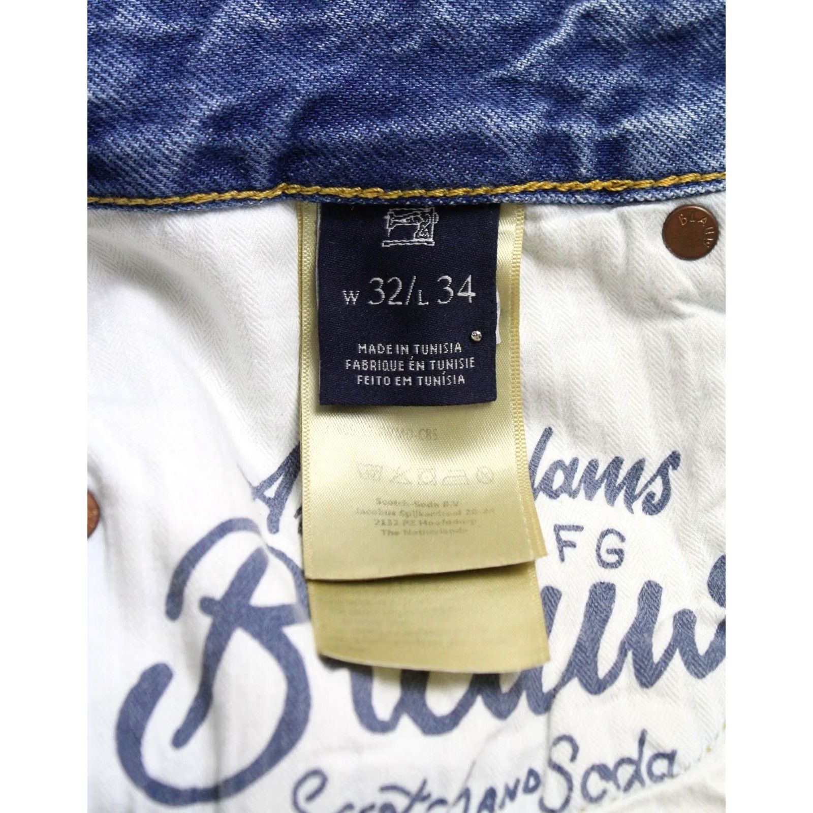 Scotch & Soda SCOTCH & SODA Tye Jeans Men's W32/L34 Tapered Blue Zip Fly Whiskers Fade Effect Size US 32 / EU 48 - 7 Thumbnail
