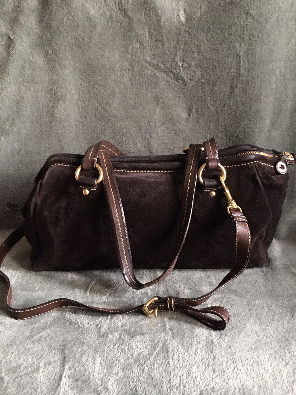 Car Shoe Car Shoe by PRADA Milano Brown Suede Shoulder Tote Bag Size ONE SIZE - 2 Thumbnail
