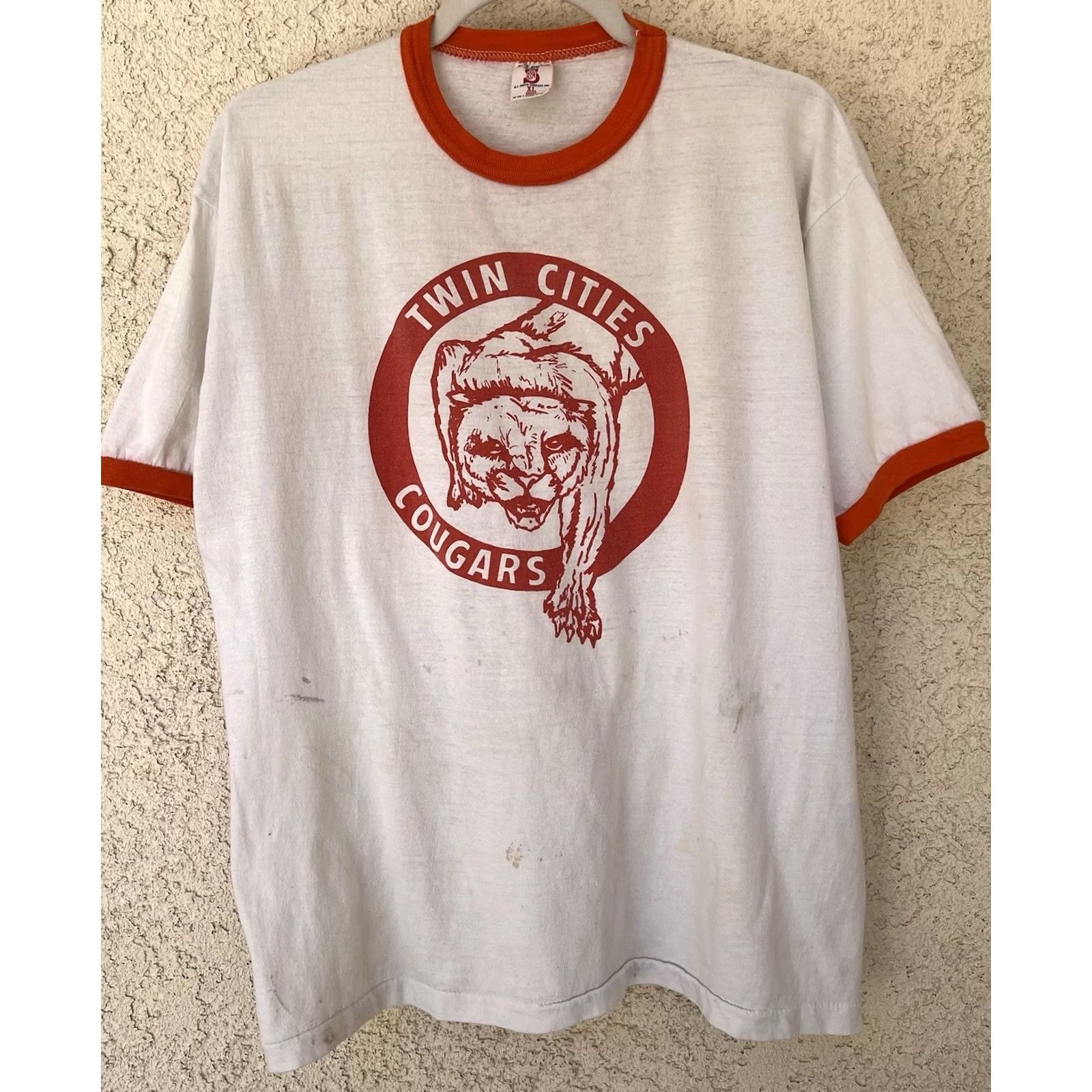 Soffe VINTAGE Soffee Athletic Twin Cities Cougars T Shirt XL USA 50/50 Soffe Worn Size US XL / EU 56 / 4 - 3 Thumbnail