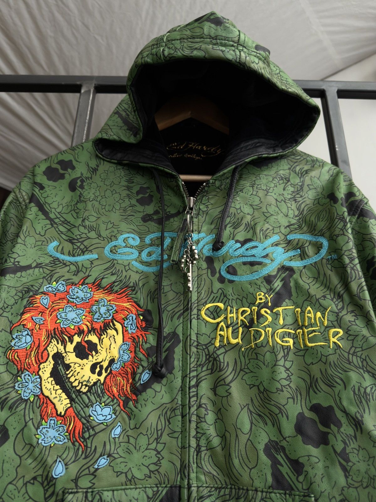 Ed Hardy Vintage Ed Hardy by Christian Audigier Leather Bomber Jacket Size US L / EU 52-54 / 3 - 10 Thumbnail