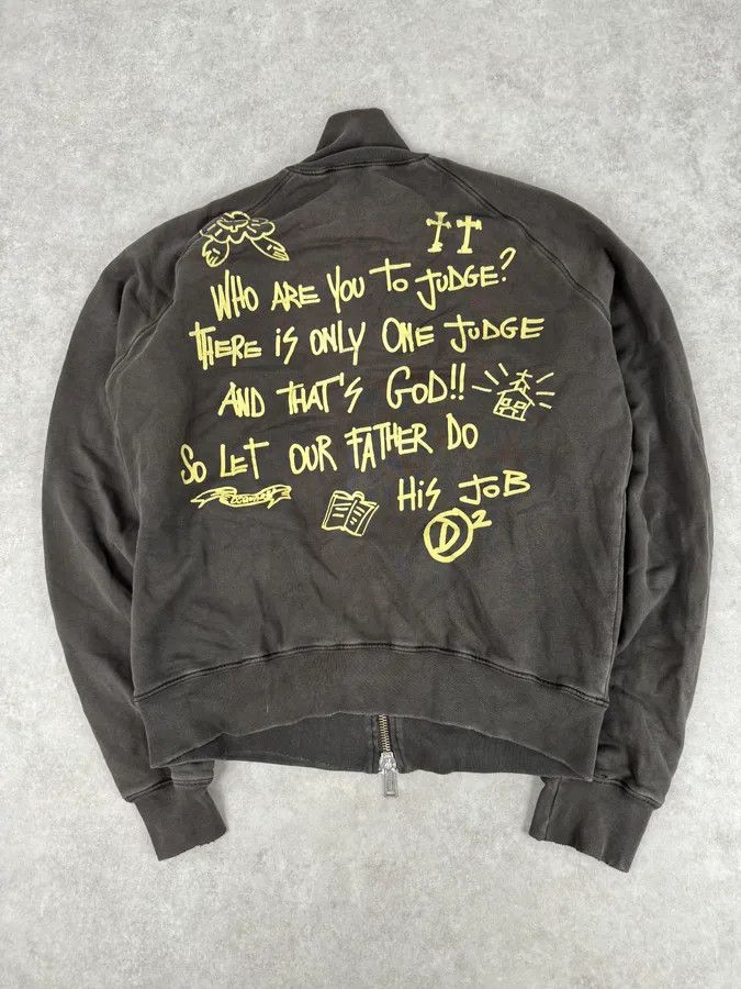 Dsquared2 AW2005 Dsquared2 Brown Religious Graphic Zip-Up Sweater Size US L / EU 52-54 / 3 - 6 Thumbnail