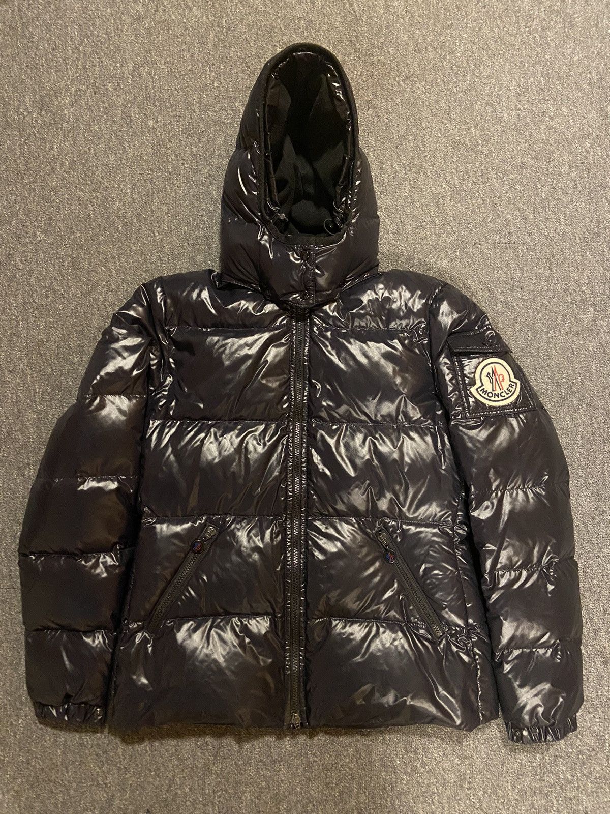 image of Moncler Himalaya Down Puffer Jacket in Navy Blue, Women's (Size Small)