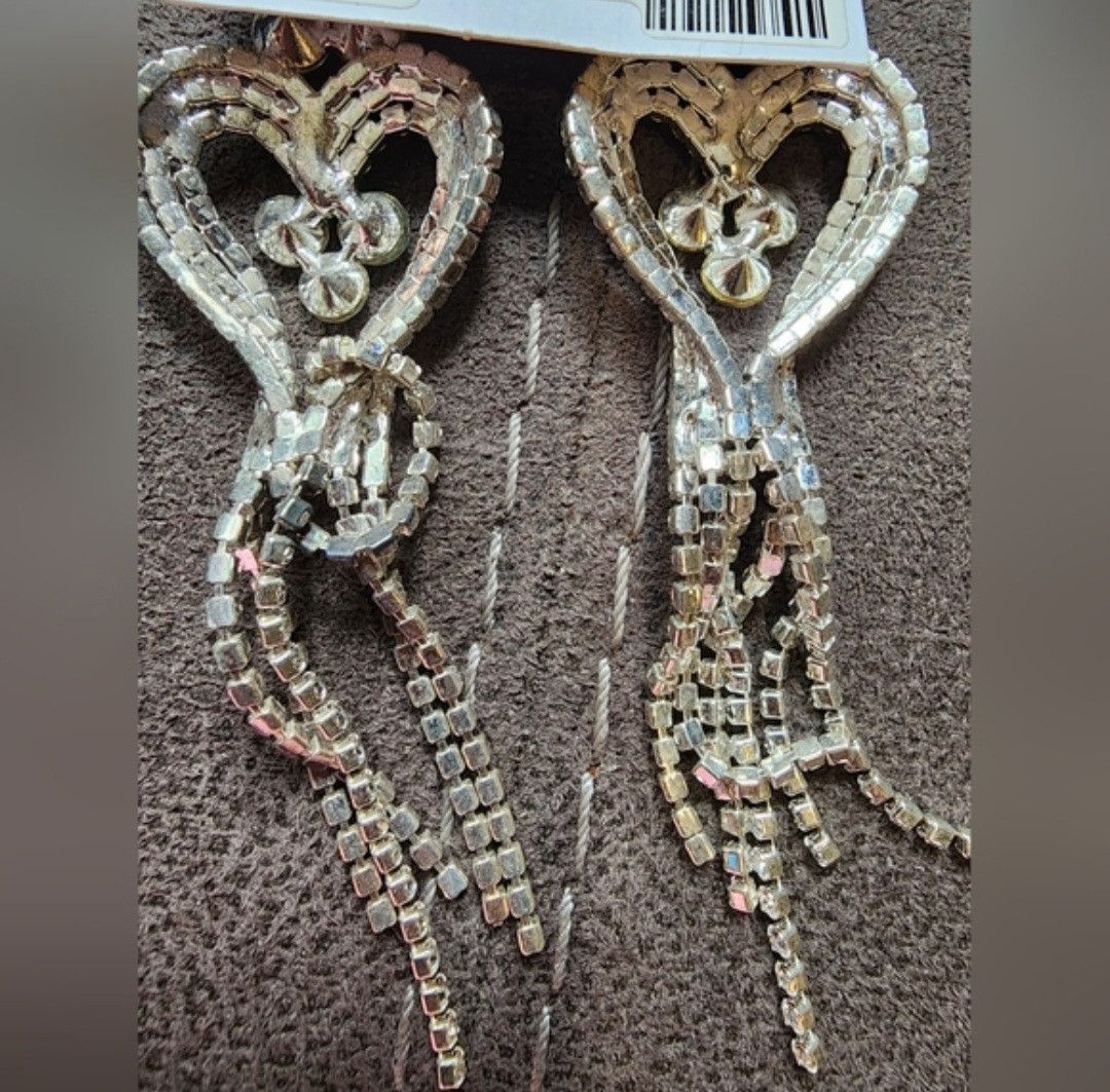 Other NWR So Good Heart Jewelry Rhinestone Dangle Earrings 4" Size ONE SIZE - 2 Thumbnail