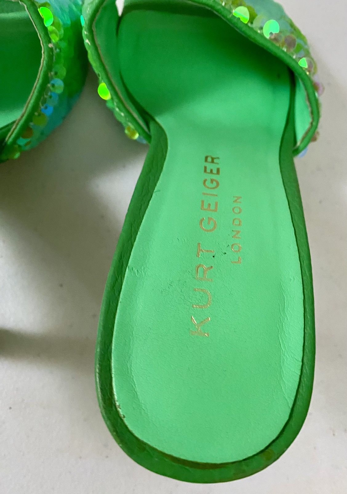 Kurt Geiger KURT GEIGER Green Kensington Sequin-Embellished Woven Mules Size US 6.5 / IT 36.5 - 3 Thumbnail